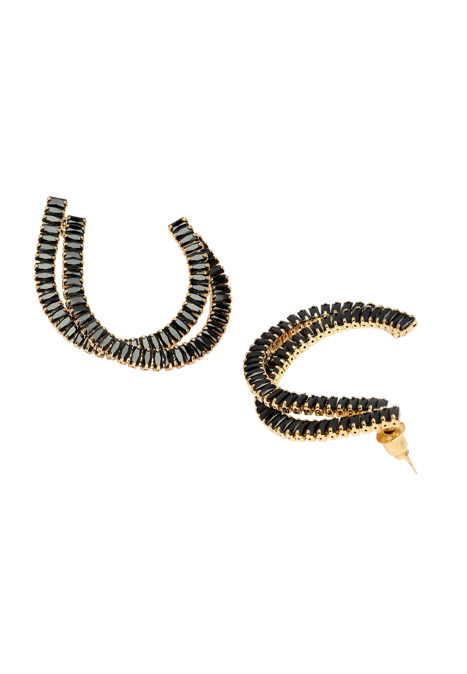 Diva Double C-Shaped Studded Earrings