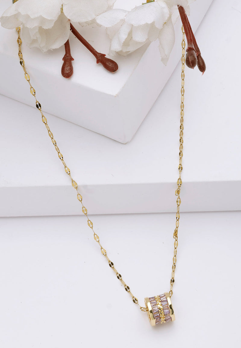 Elegant Cylinder Inlaid Chain Necklace