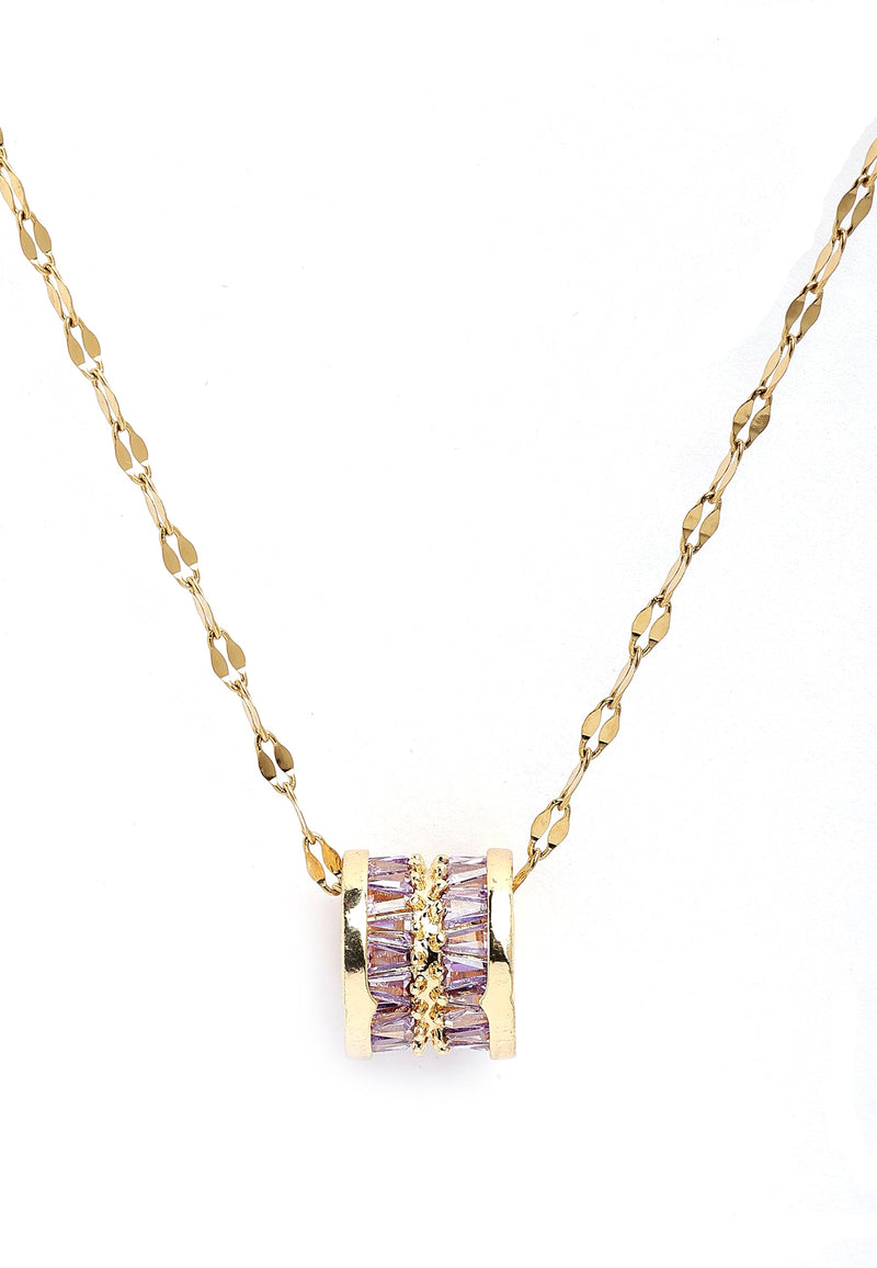 Elegant Cylinder Inlaid Chain Necklace