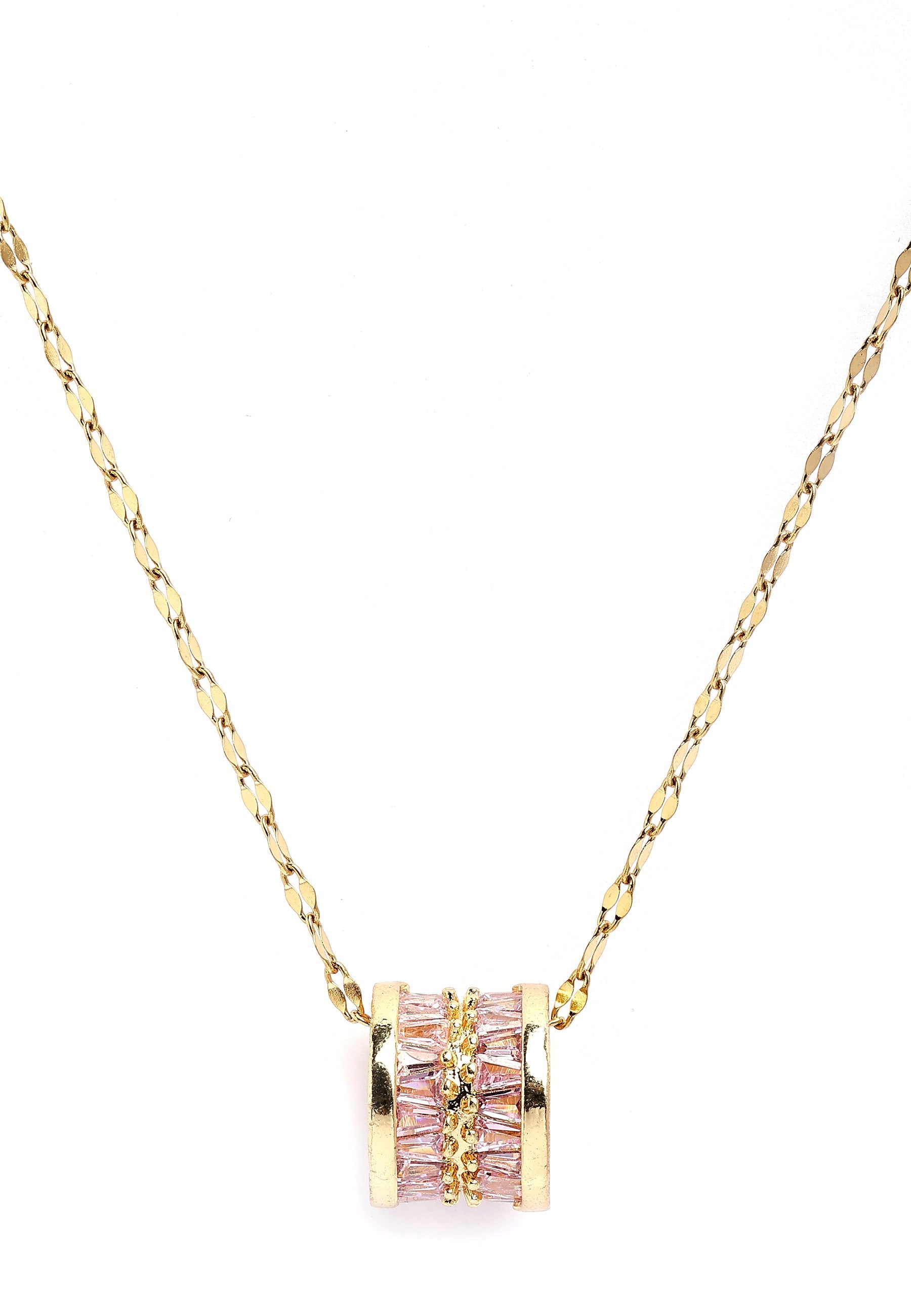 Elegant Cylinder Inlaid Chain Necklace