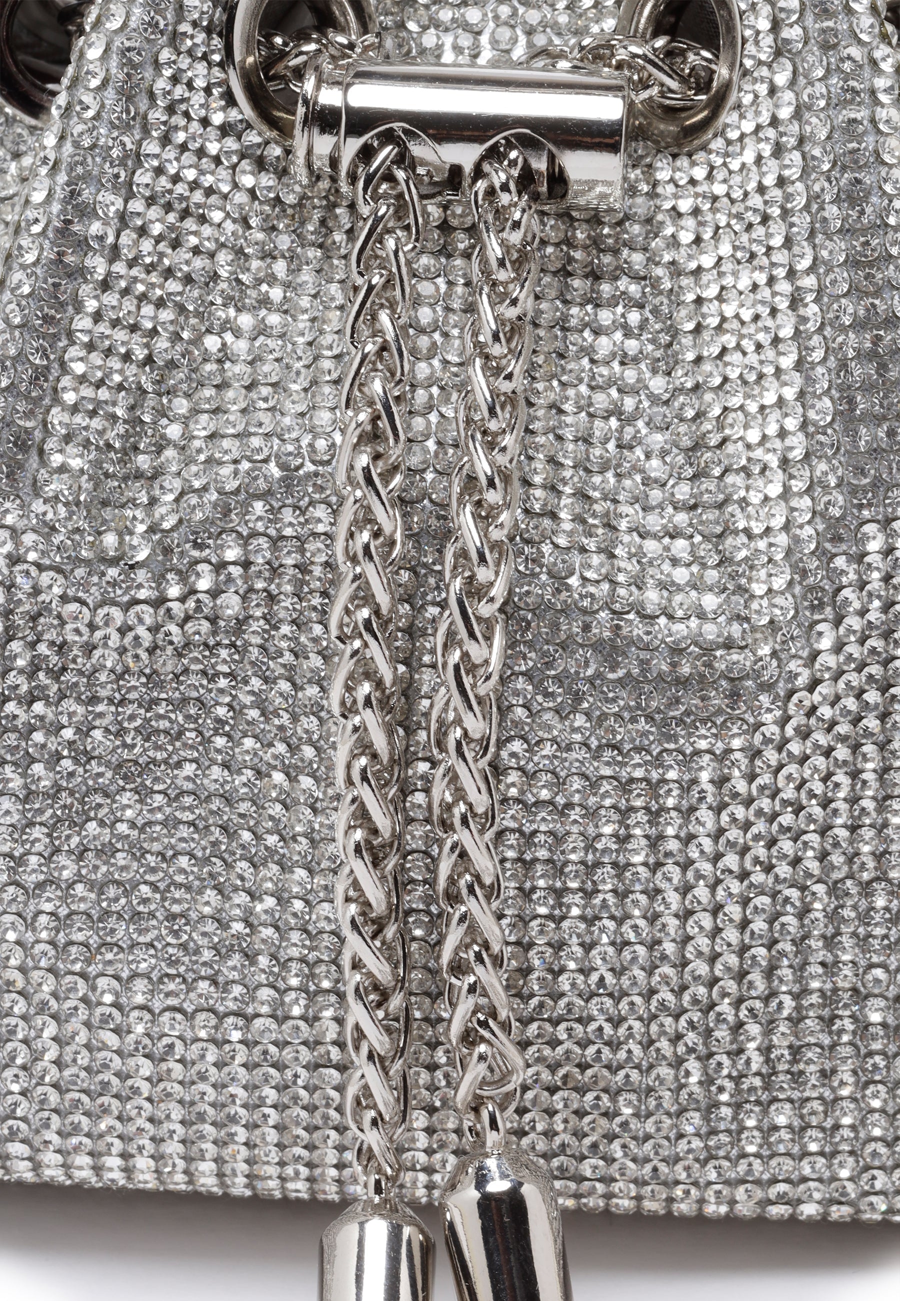 Silver Crystal Studded Shoulder Clutch