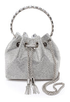 Silver Crystal Studded Shoulder Clutch