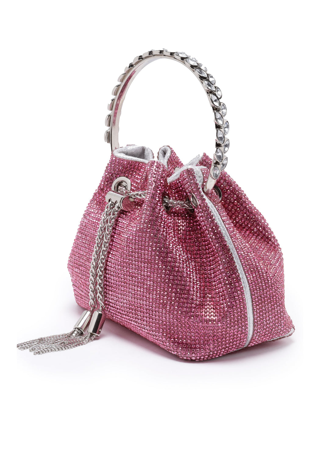 Pink Crystal Studded Shoulder Clutch