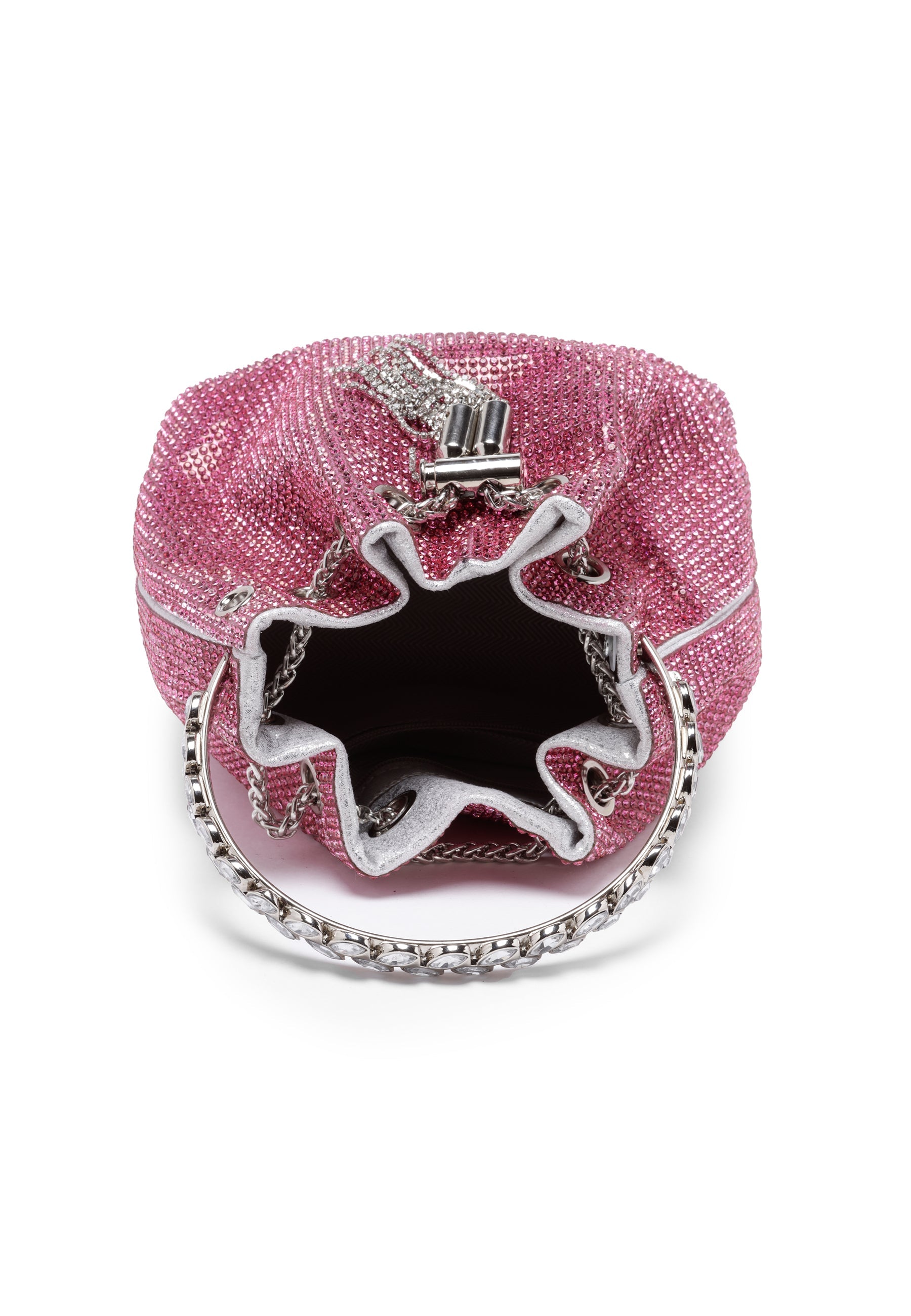 Pink Crystal Studded Shoulder Clutch