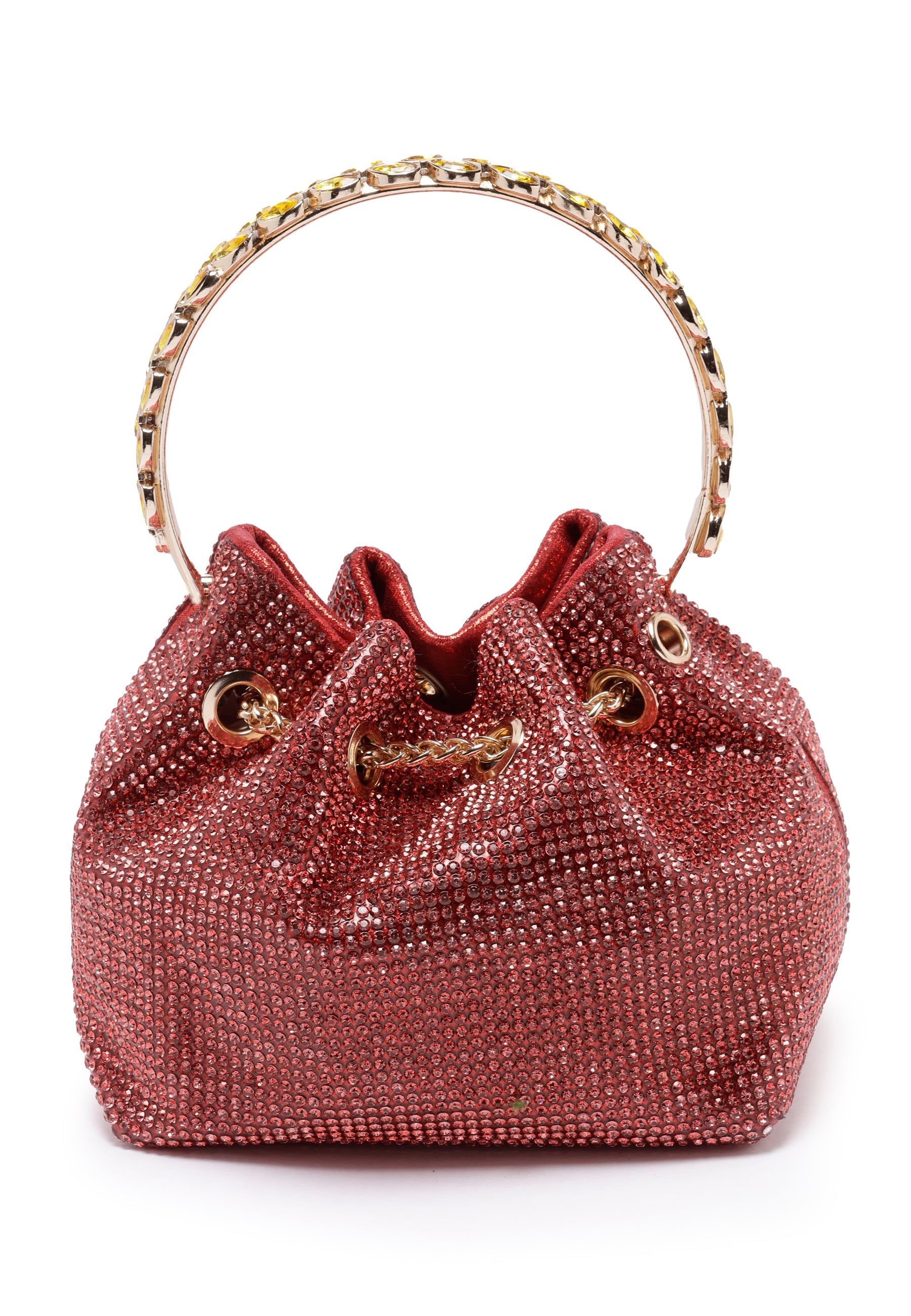 Red Crystal Studded Shoulder Clutch