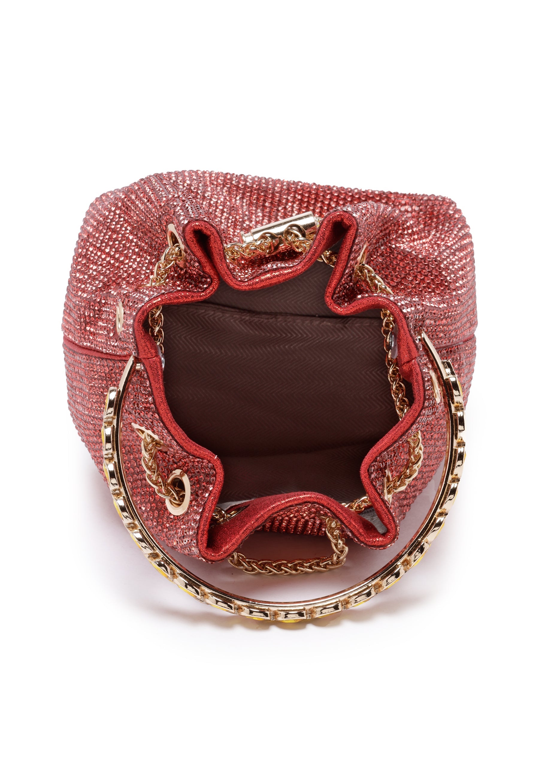 Red Crystal Studded Shoulder Clutch
