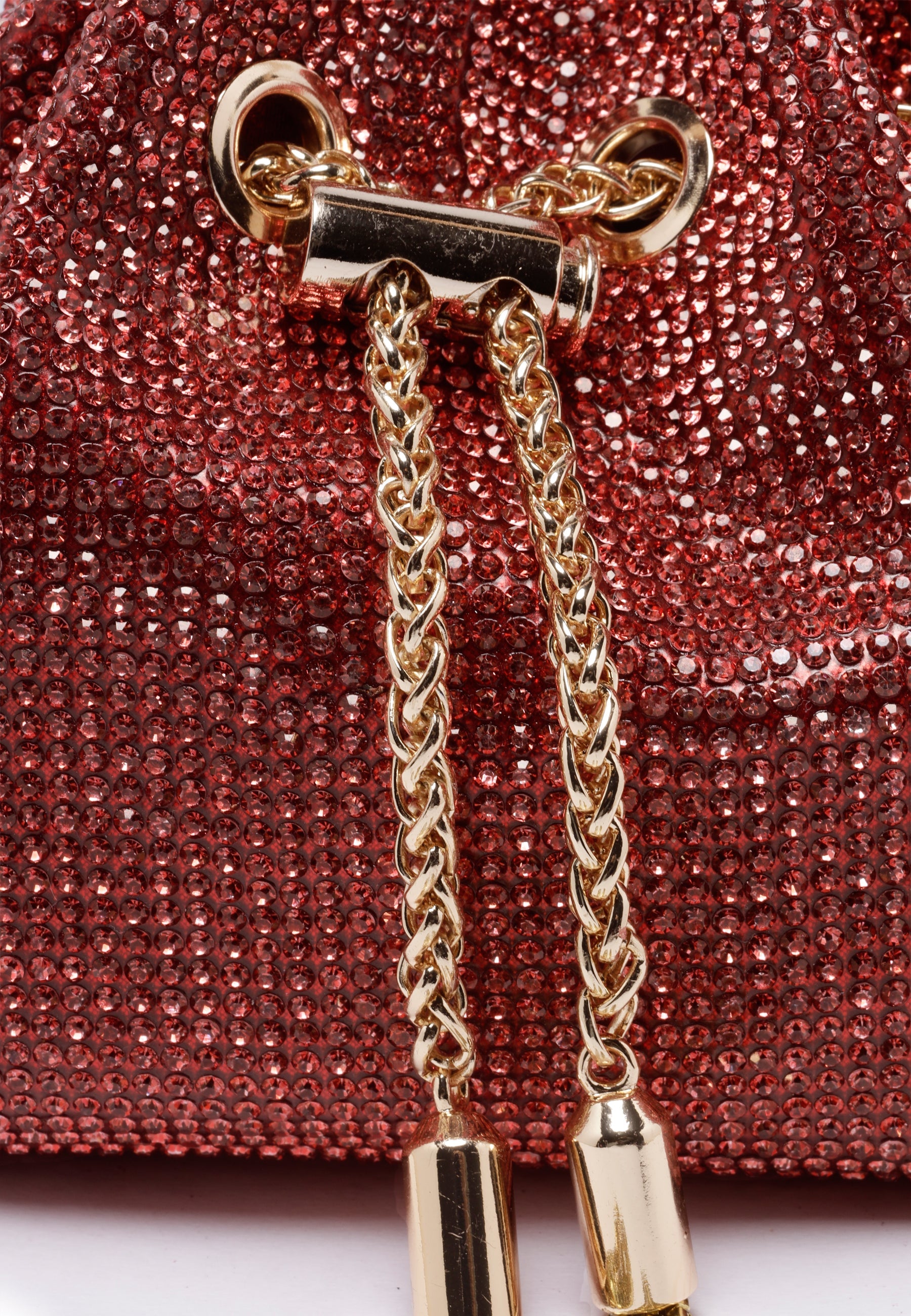 Red Crystal Studded Shoulder Clutch