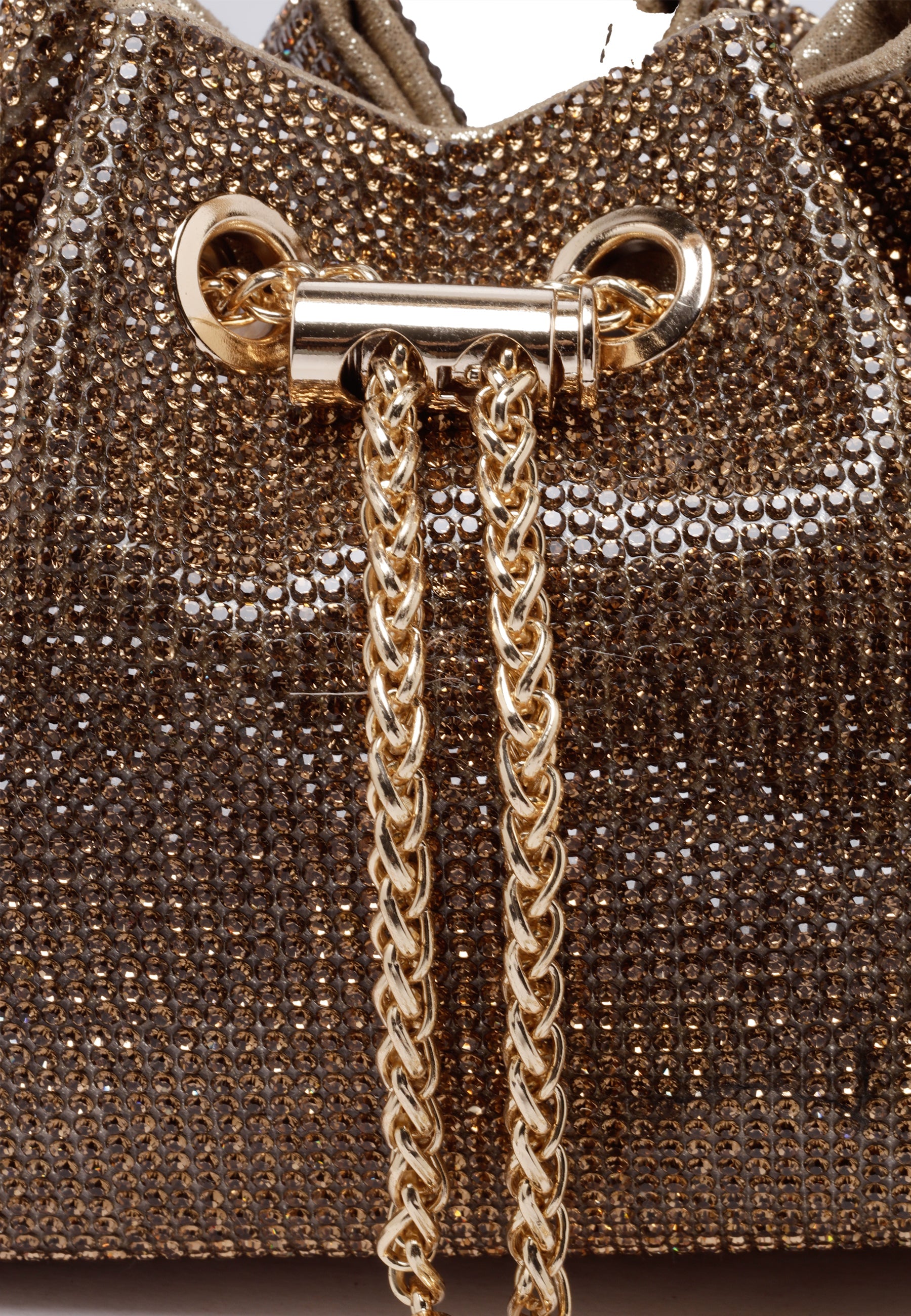 Rose-Gold Crystal Studded Shoulder Clutch