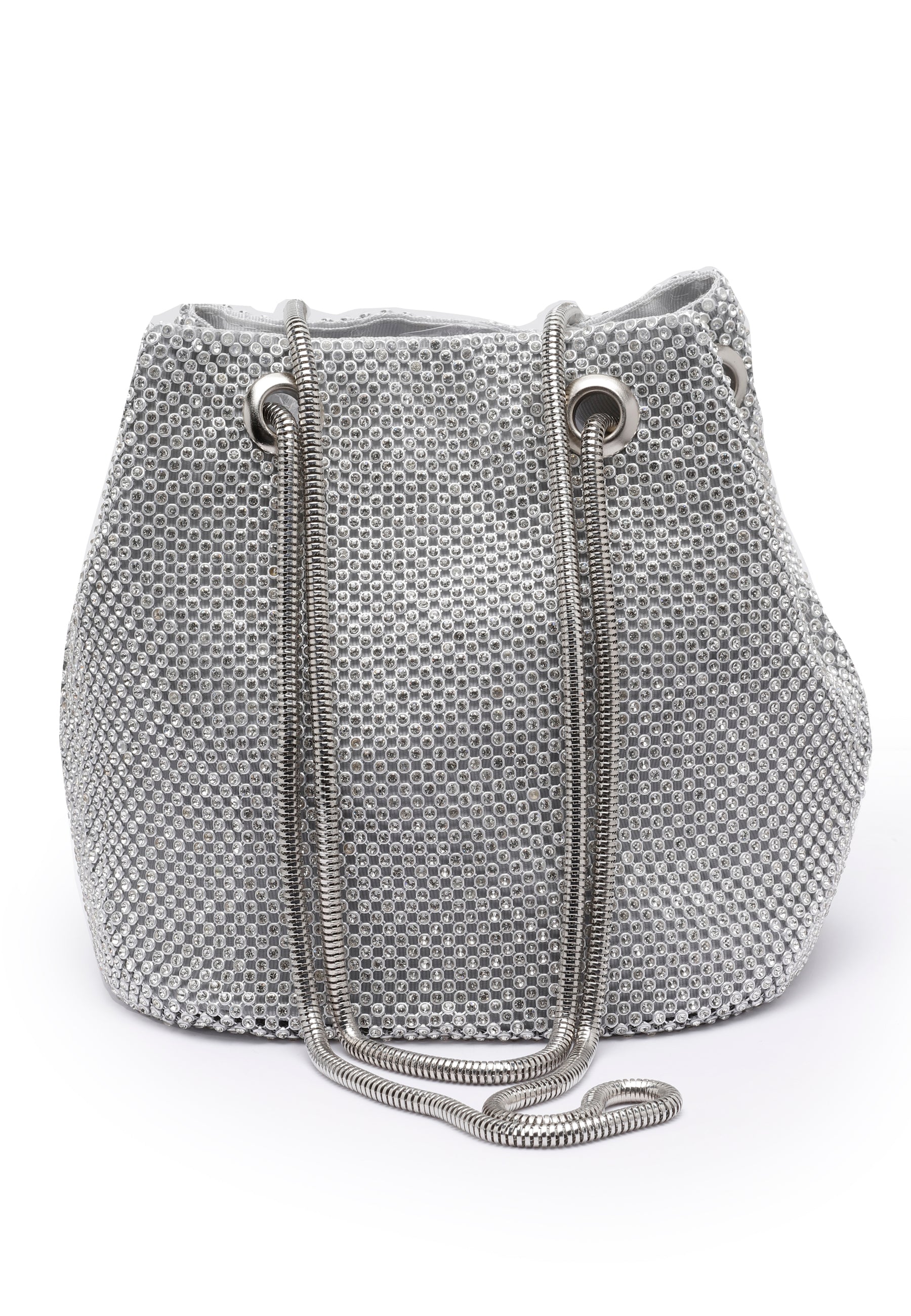 Silver-toned Shimmery Shoulder Clutch