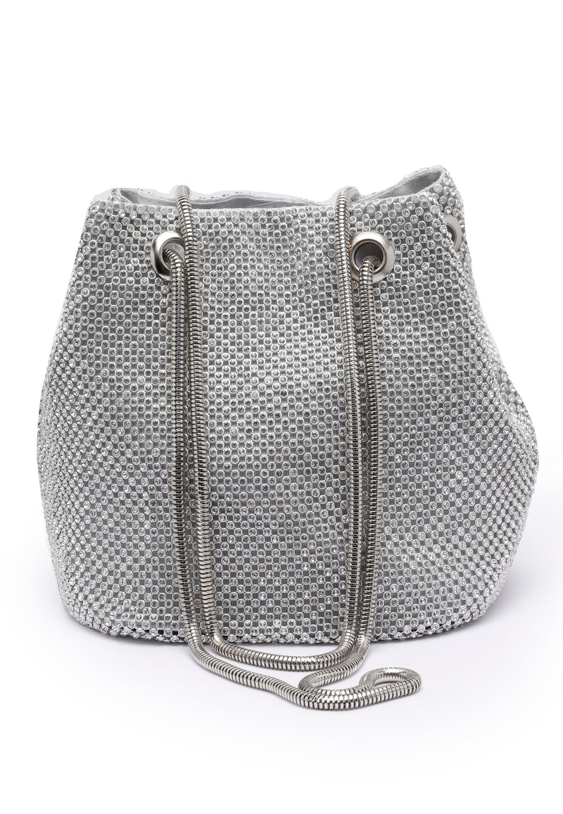 Silver-toned Shimmery Shoulder Clutch