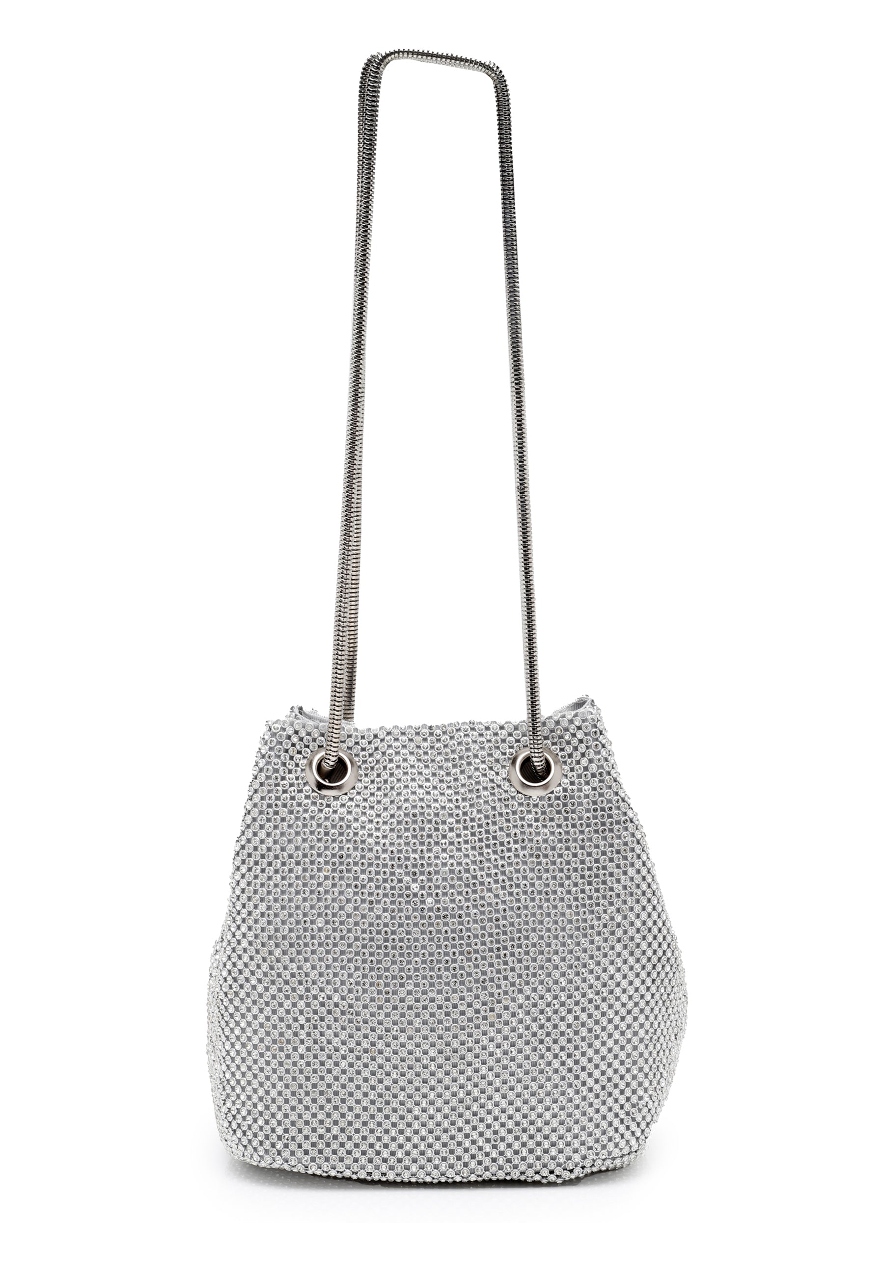 Silver-toned Shimmery Shoulder Clutch