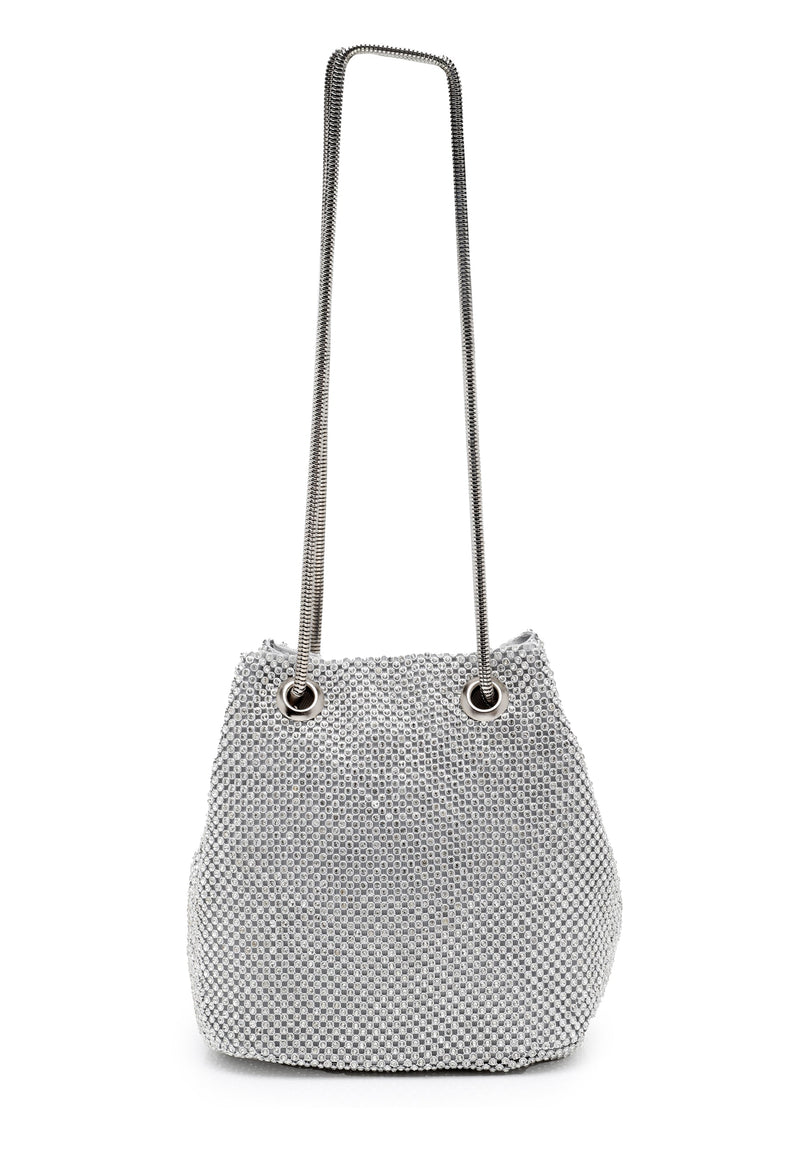 Silver-toned Shimmery Shoulder Clutch