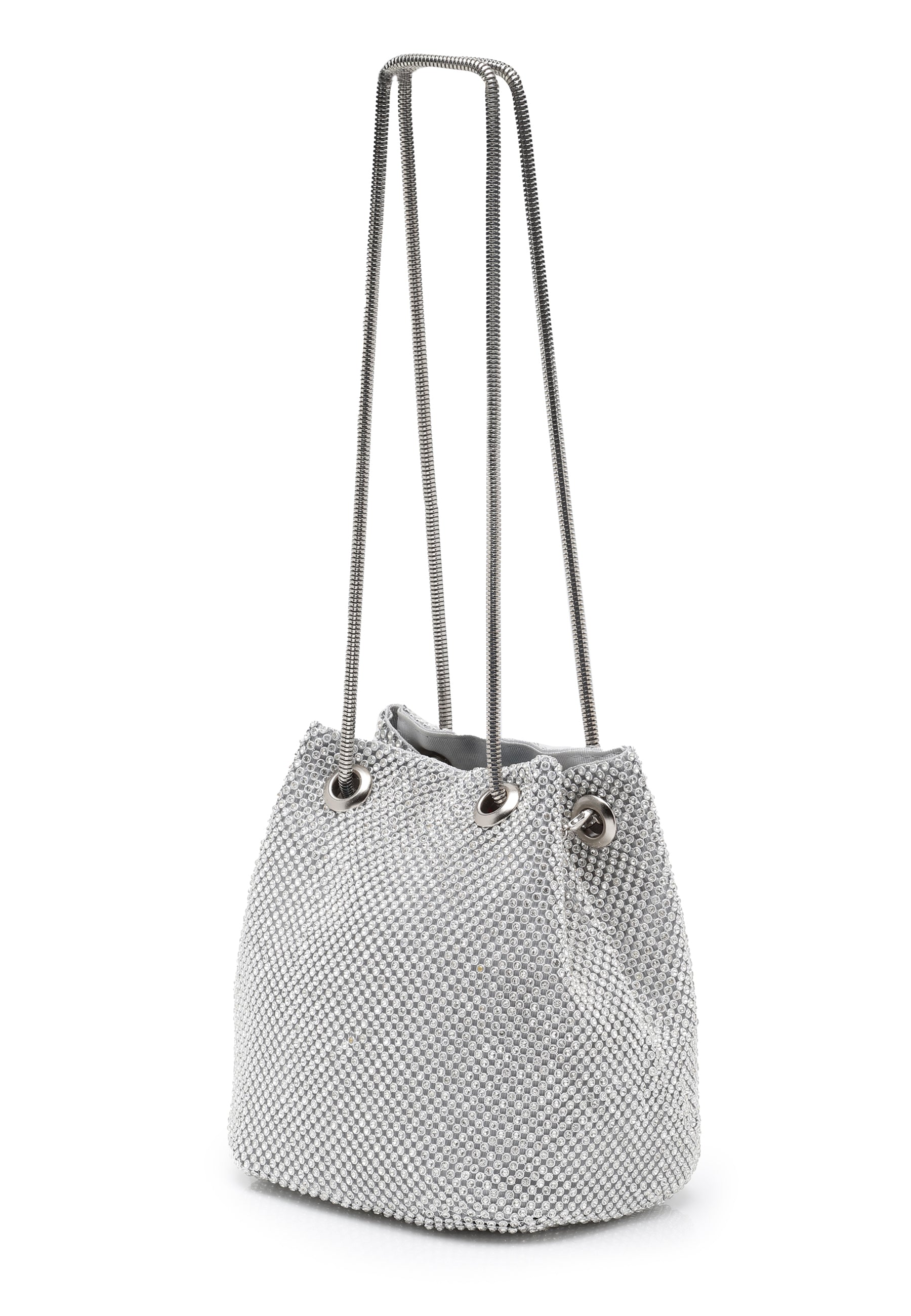 Silver-toned Shimmery Shoulder Clutch