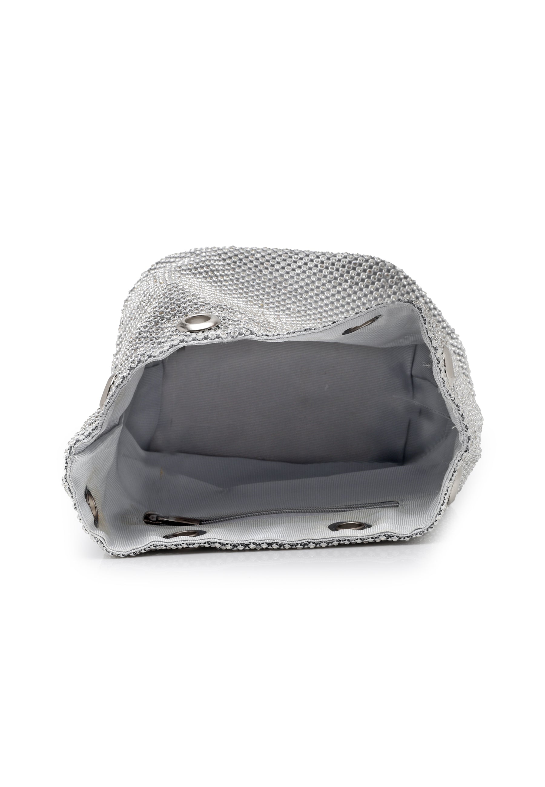 Silver-toned Shimmery Shoulder Clutch