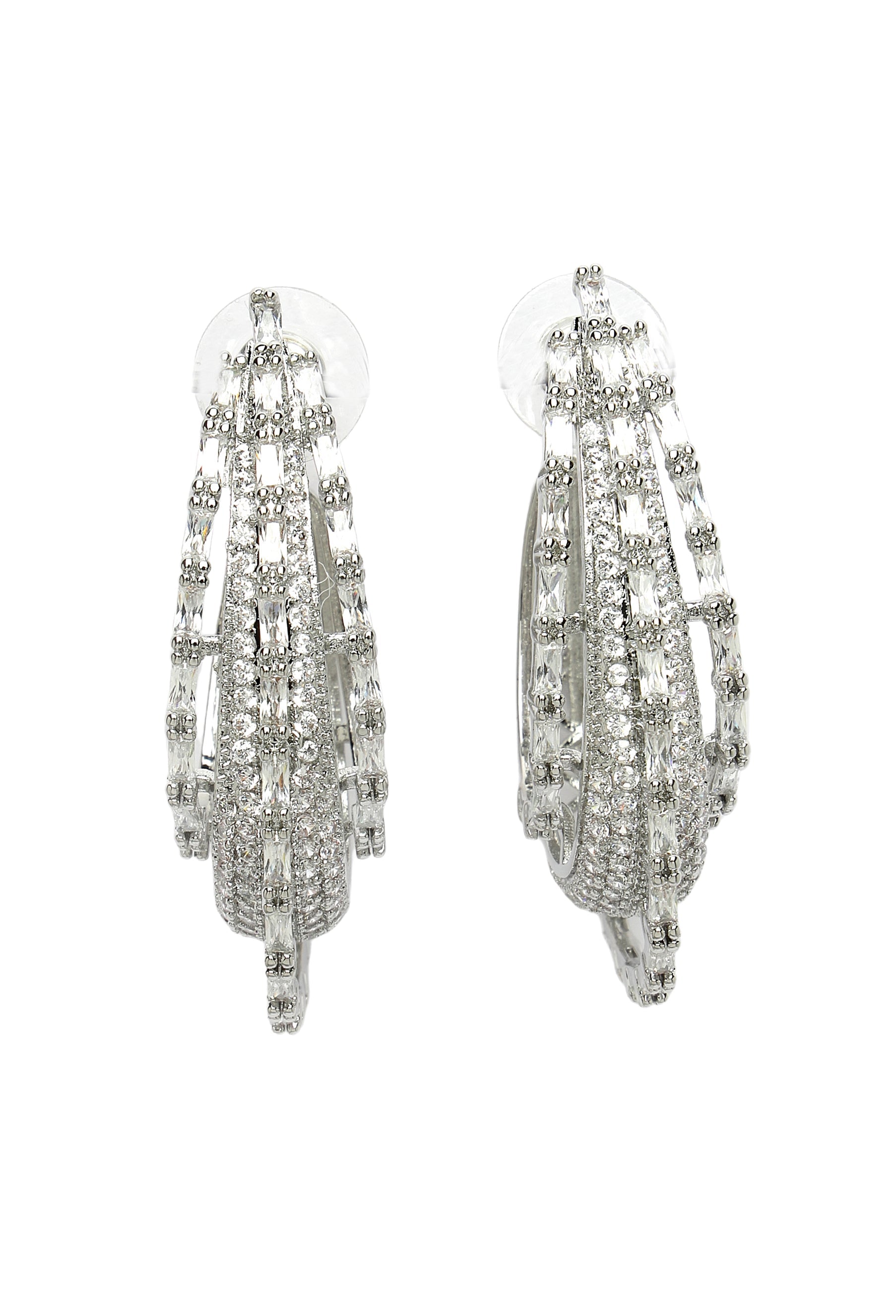 Cubic Zirconia Layered Hoops