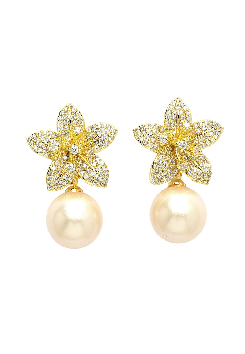 Elegant Cubic Zirconia Floral Drop Earrings