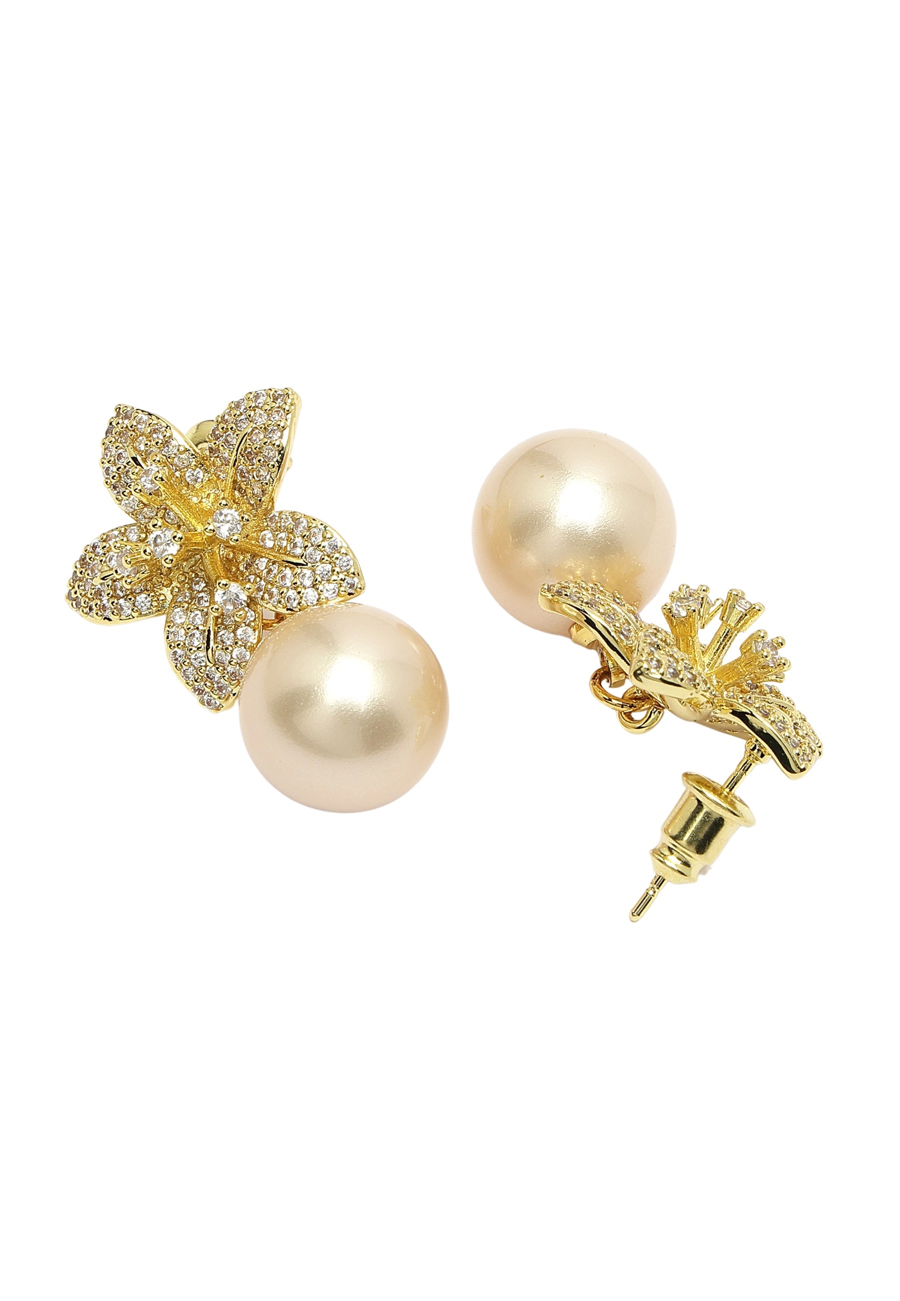 Elegant Cubic Zirconia Floral Drop Earrings