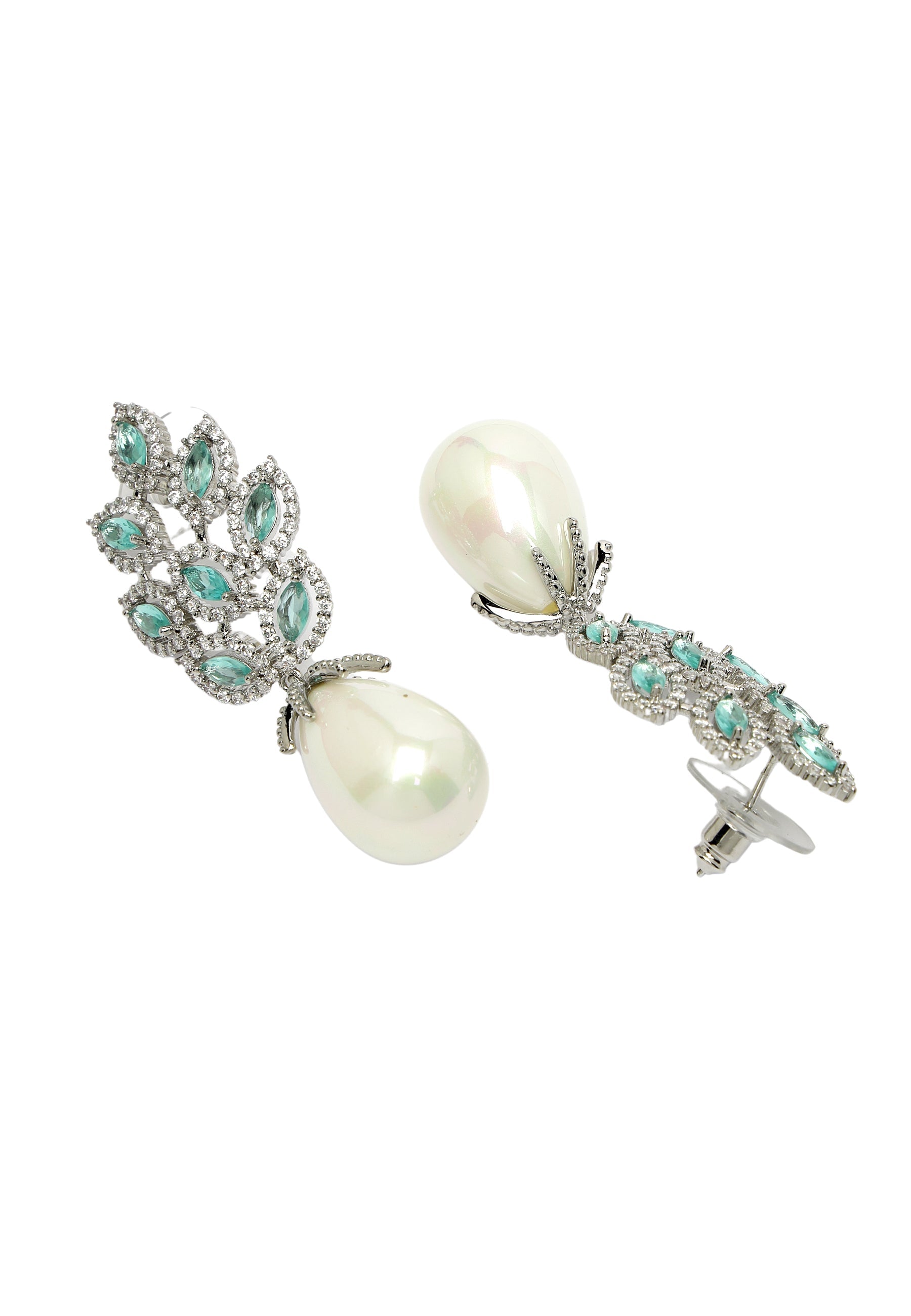 Elegant Leafy Zirconia Drop Earrings