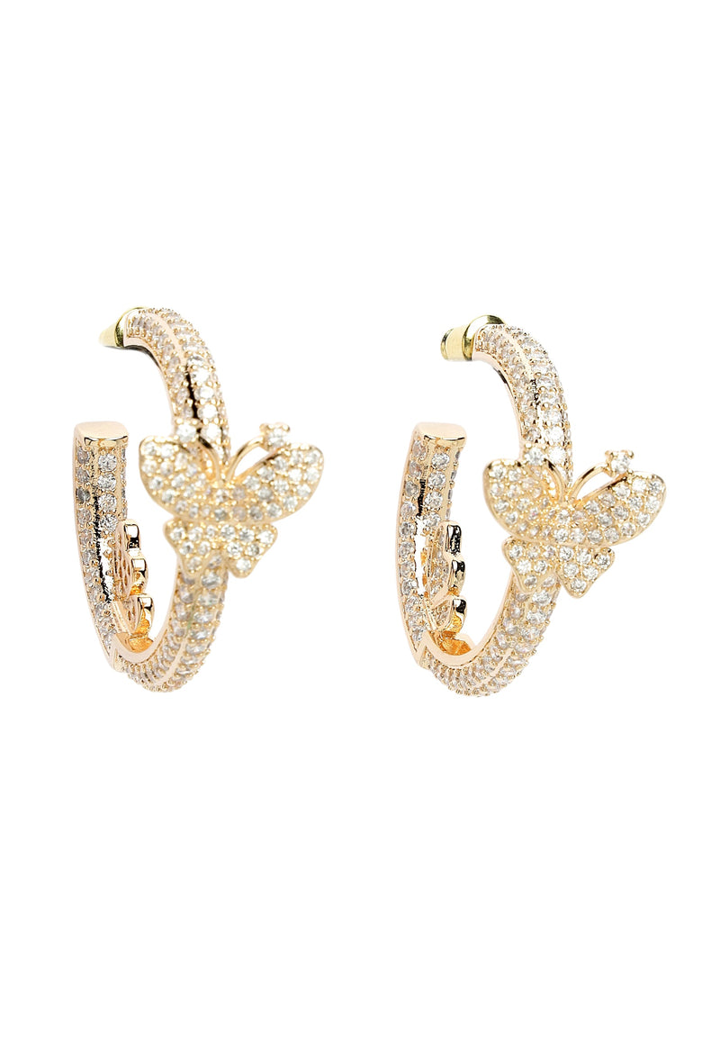 Dainty Butterfly Zirconia Hoops