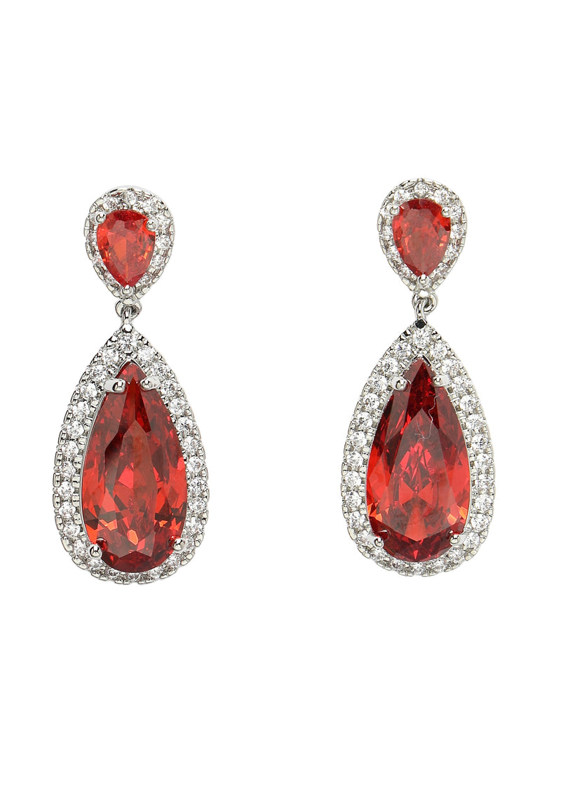 Zirconia Drop Earrings In Red
