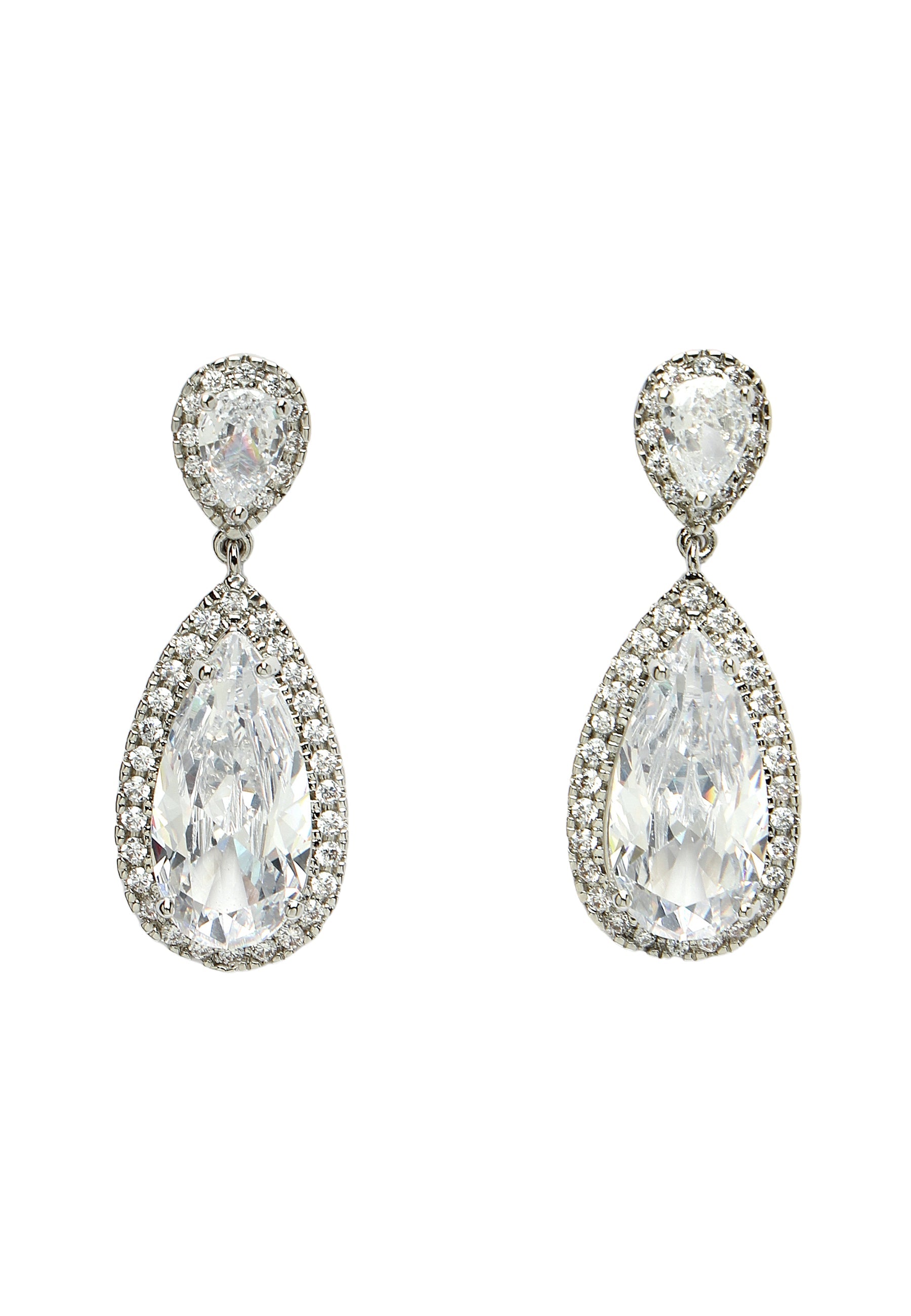 Zirconia Drop Earrings In Silver