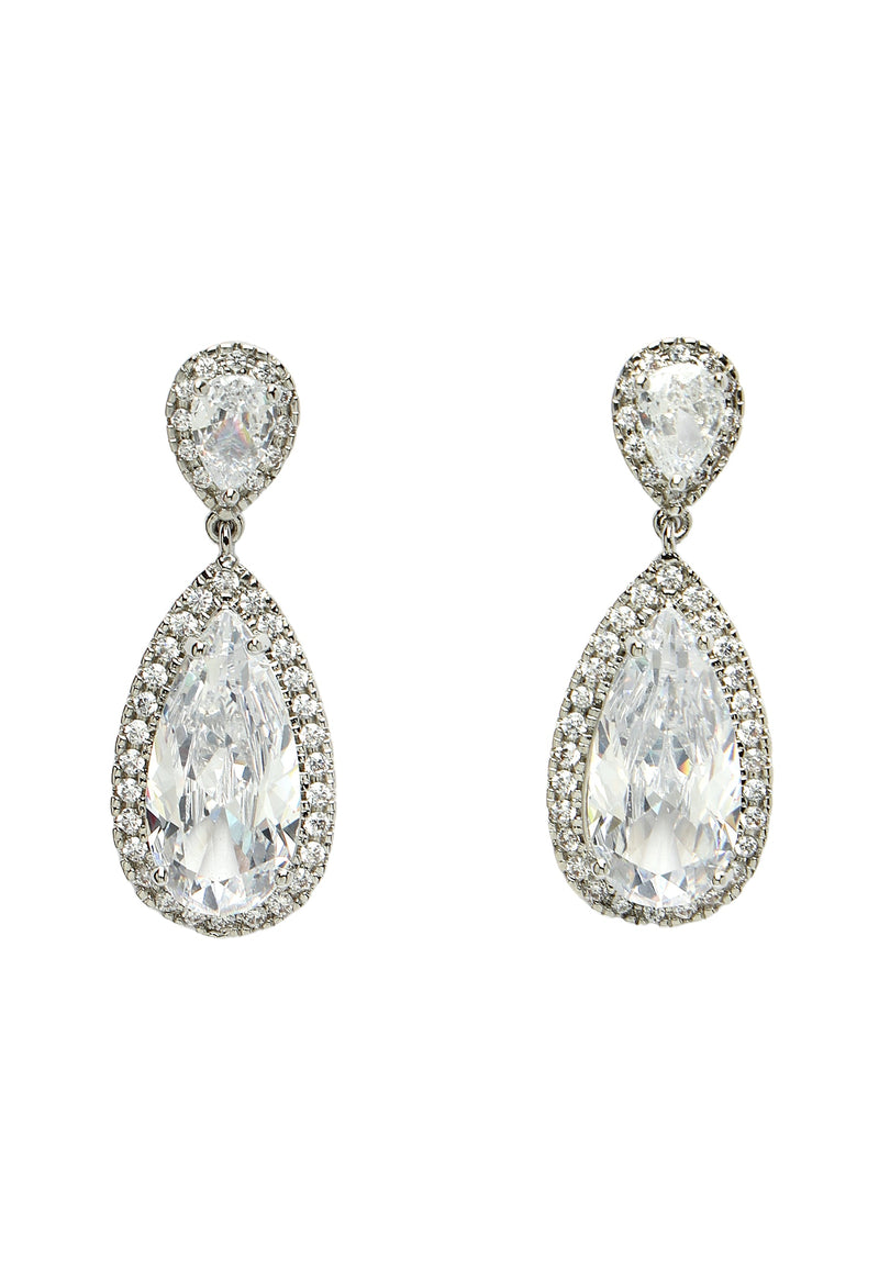 Zirconia Drop Earrings In Silver