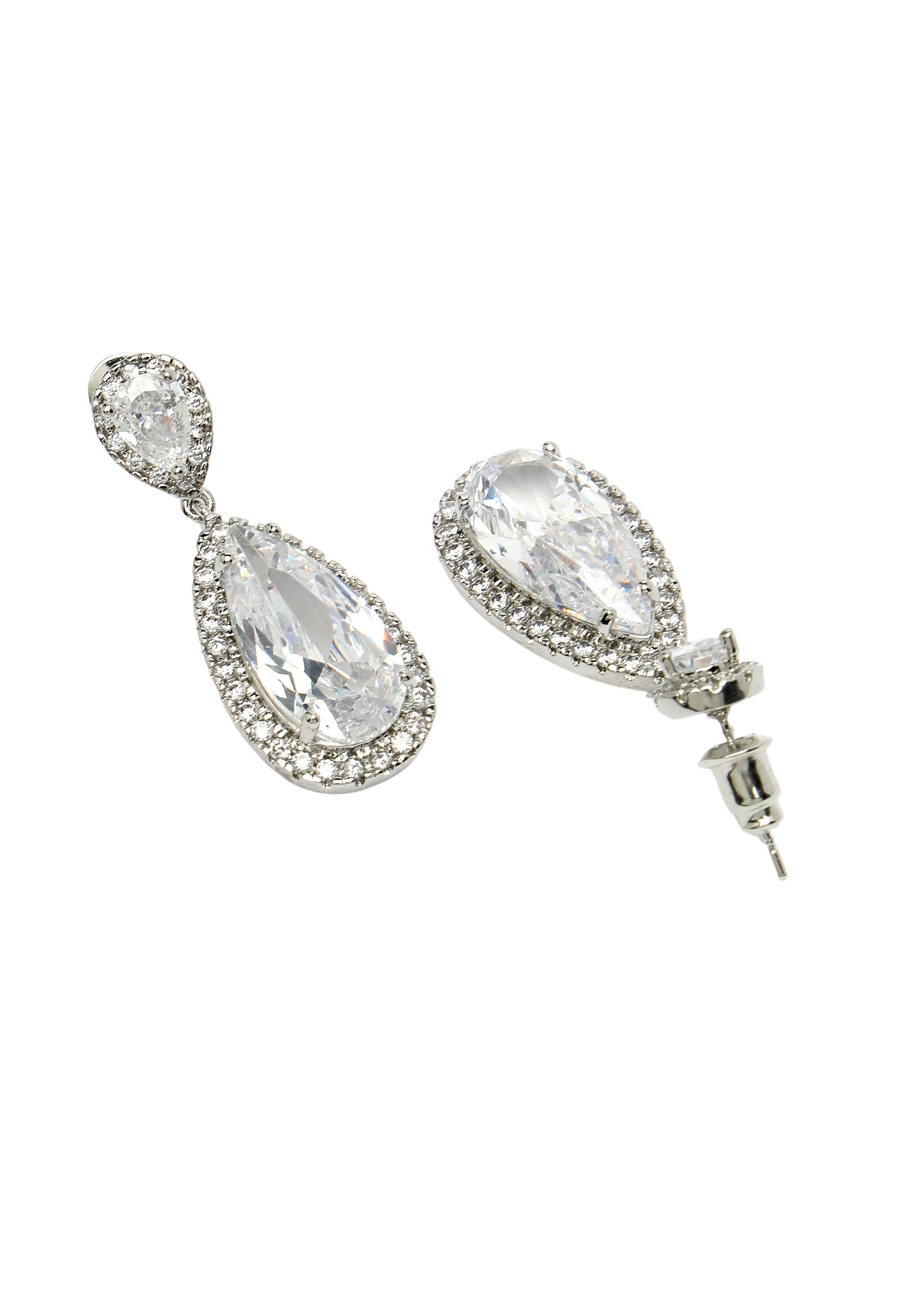 Zirconia Drop Earrings In Silver