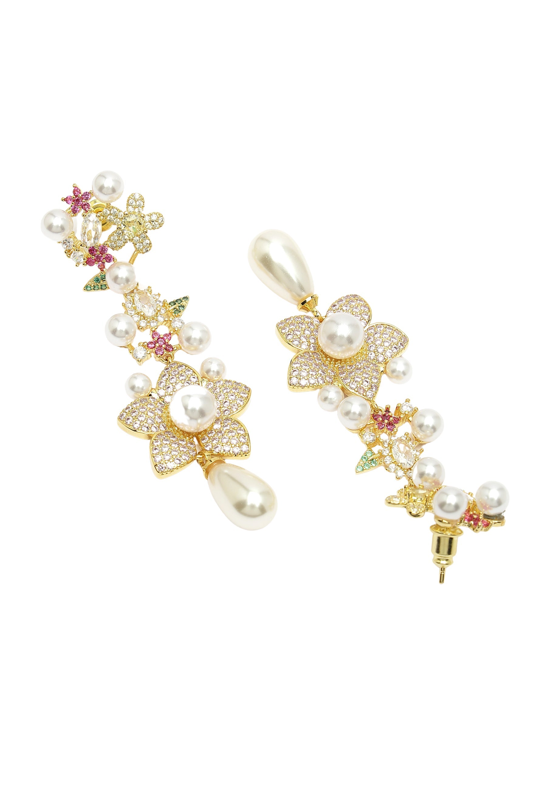 Zirconia Floral Dangle Earrings