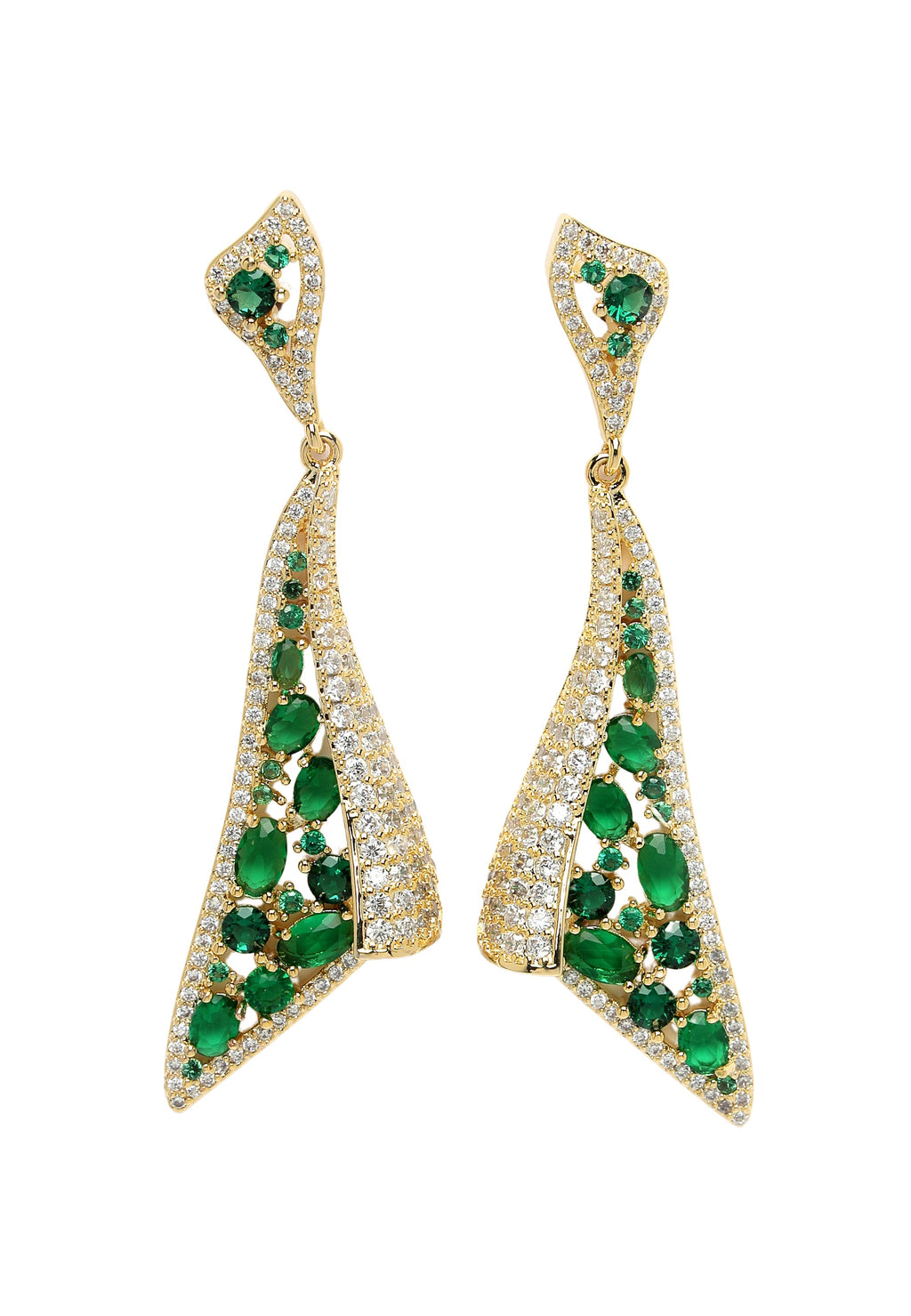 Zirconia Hollow Triangular Dangle Earrings