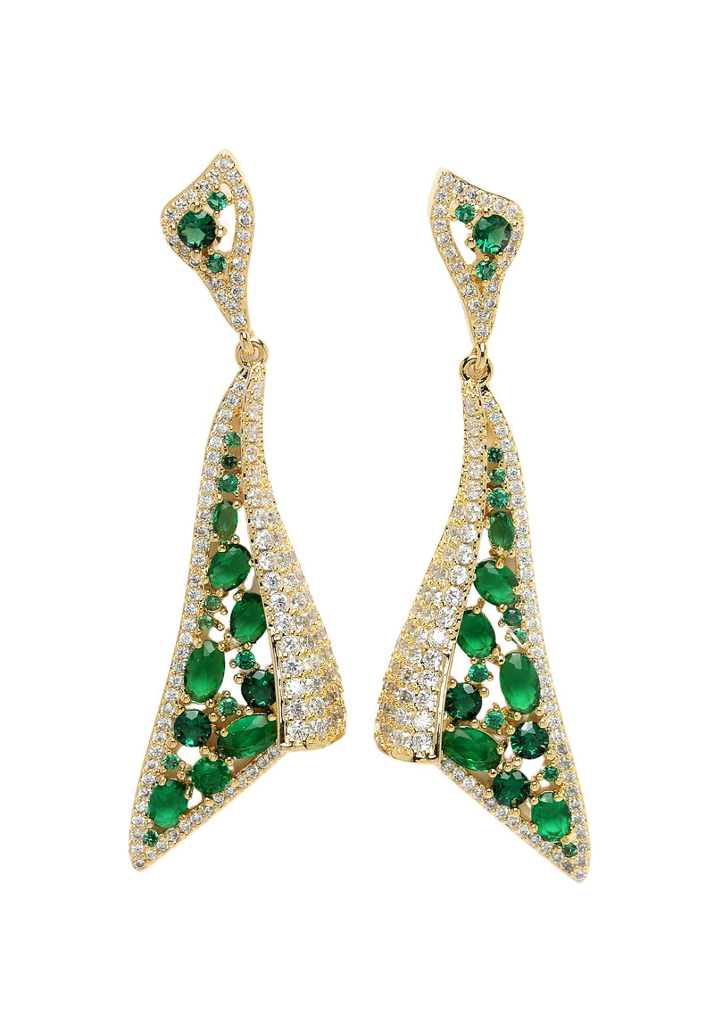 Zirconia Hollow Triangular Dangle Earrings