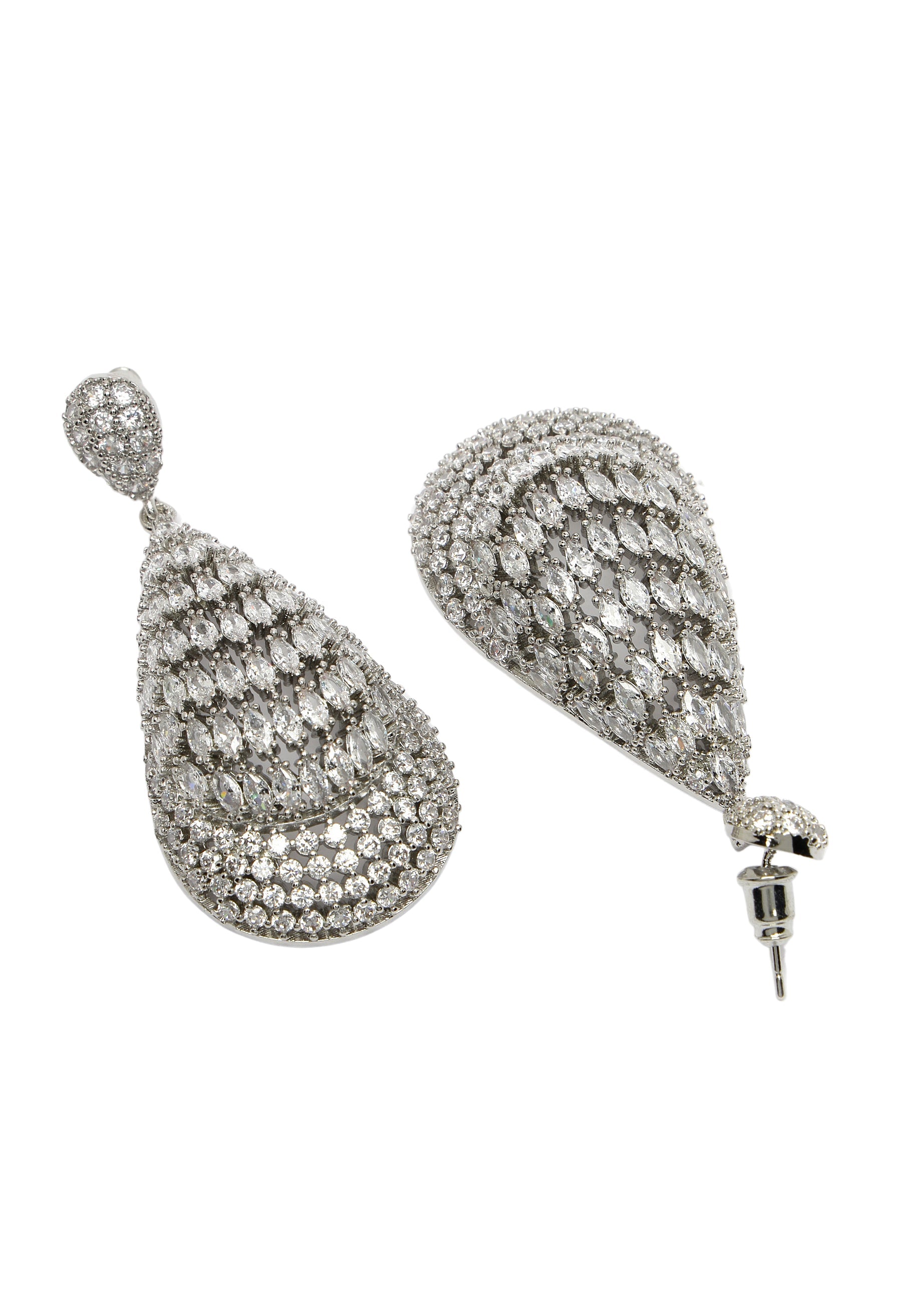 Zirconia Shimmering Hollow Drop Earrings