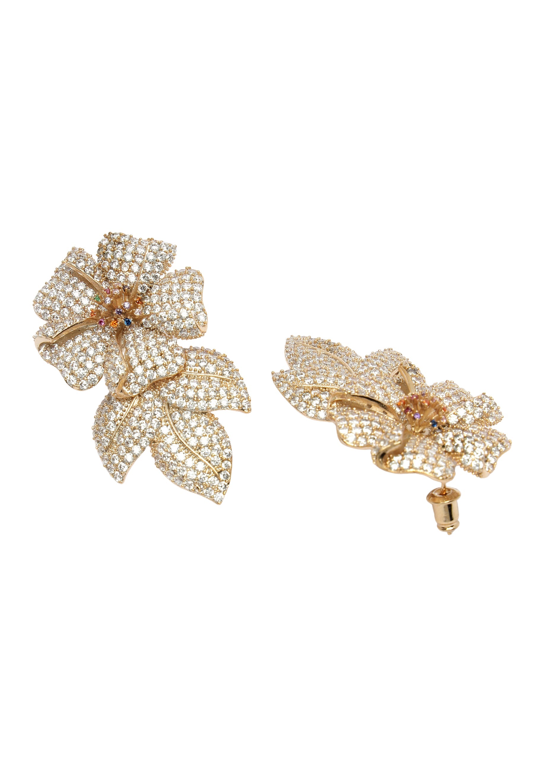 Gleaming Flower And Leaf Earrings