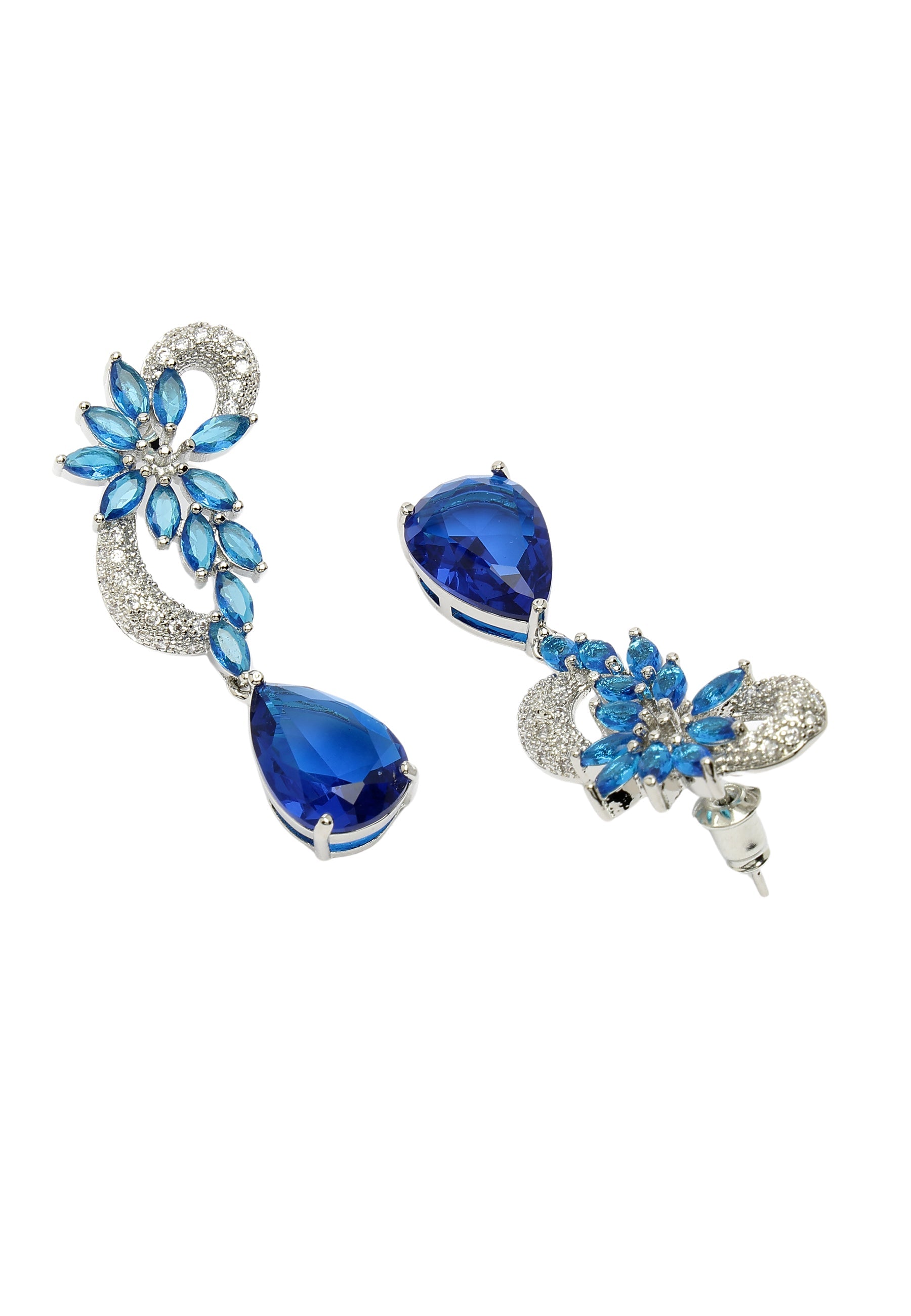 Modern Zirconia Floral Drop Earrings