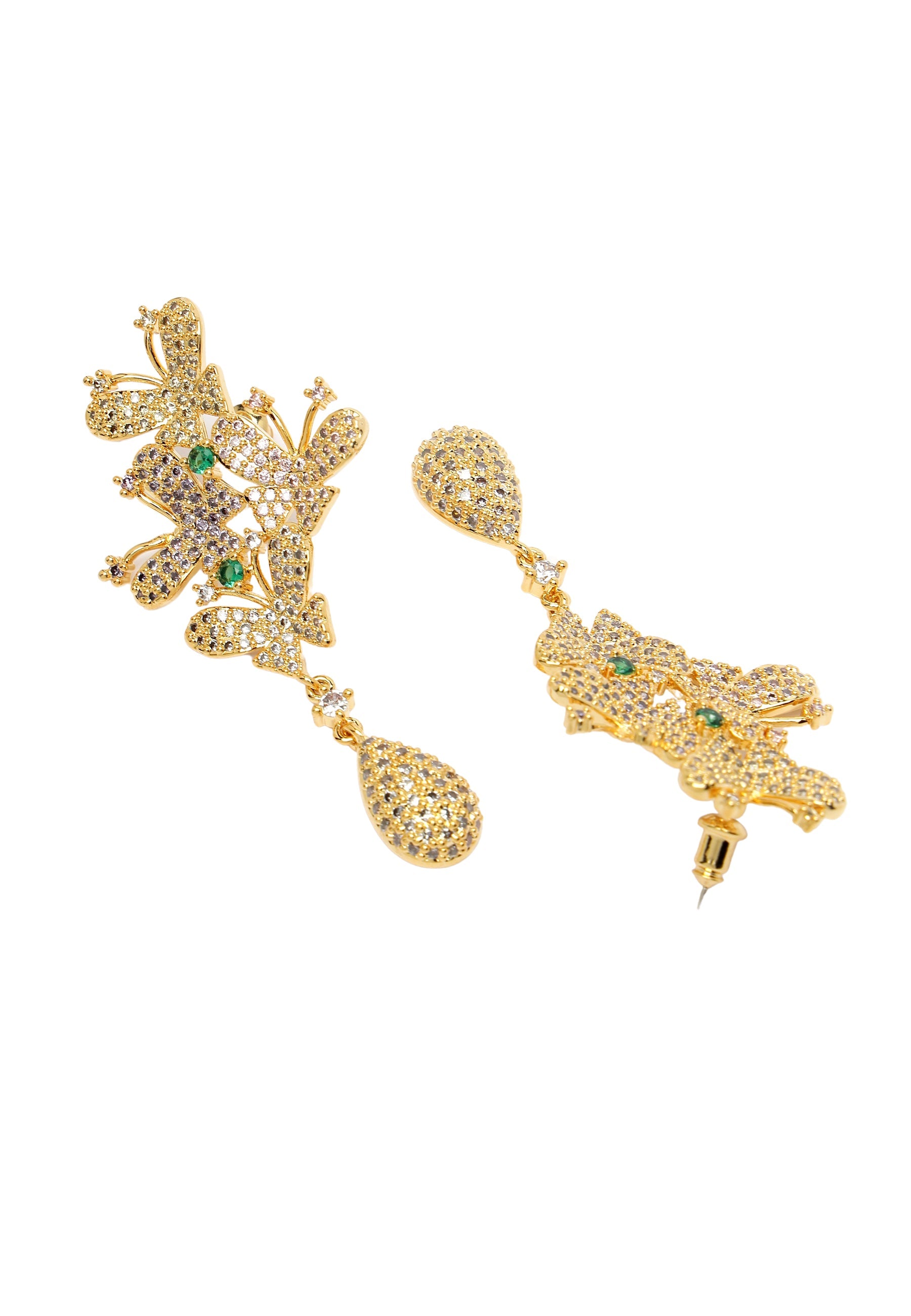 Gleaming Cubic Zirconia Butterfly Drop Earrings