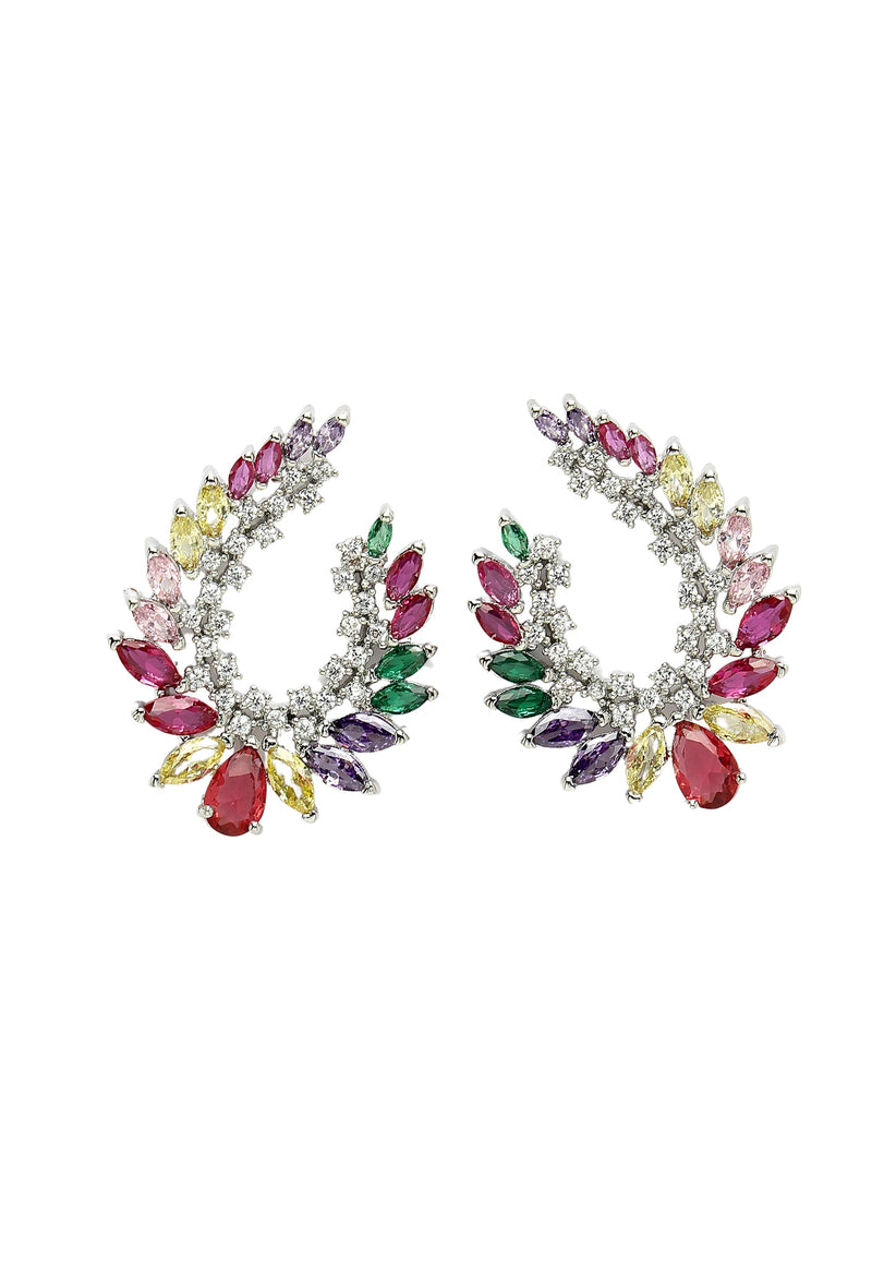 Crystals Studded Arc Earrings
