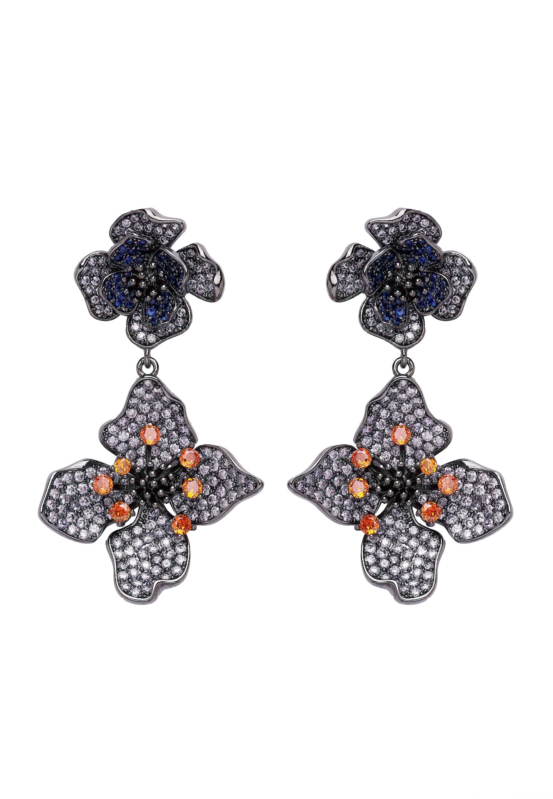 Diva Two-Tiered Floral Drop Earrings