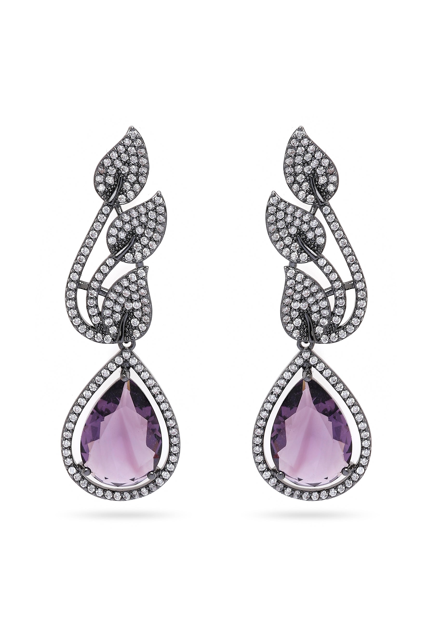 Contemporary Leaf-shaped Purple Earrings