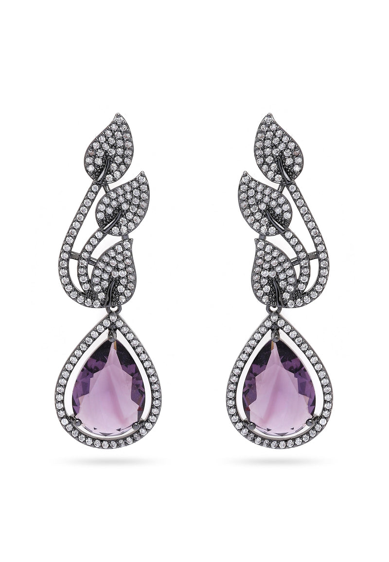Contemporary Leaf-shaped Purple Earrings
