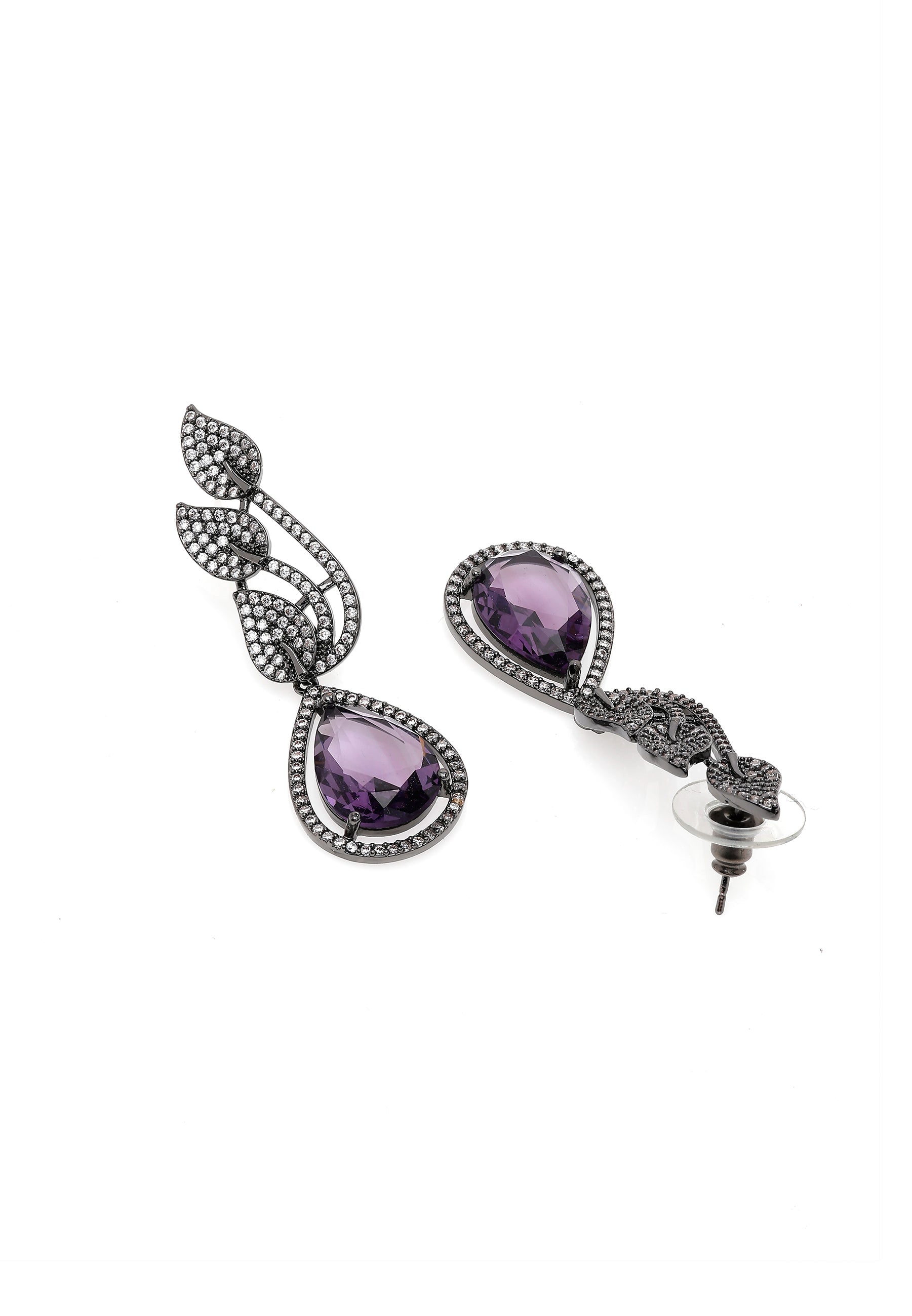 Contemporary Leaf-shaped Purple Earrings