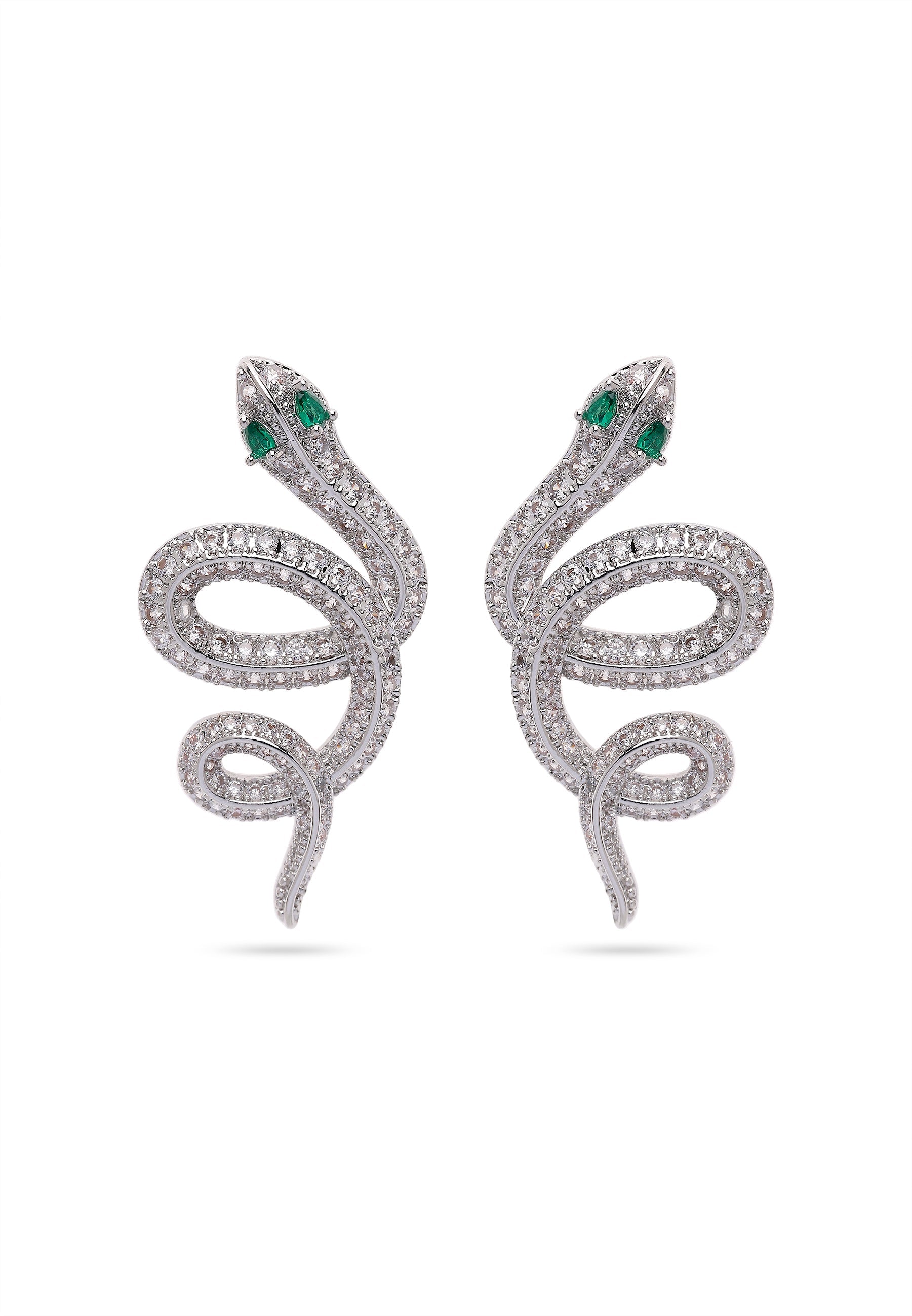 Silver colored Serpent Earrings