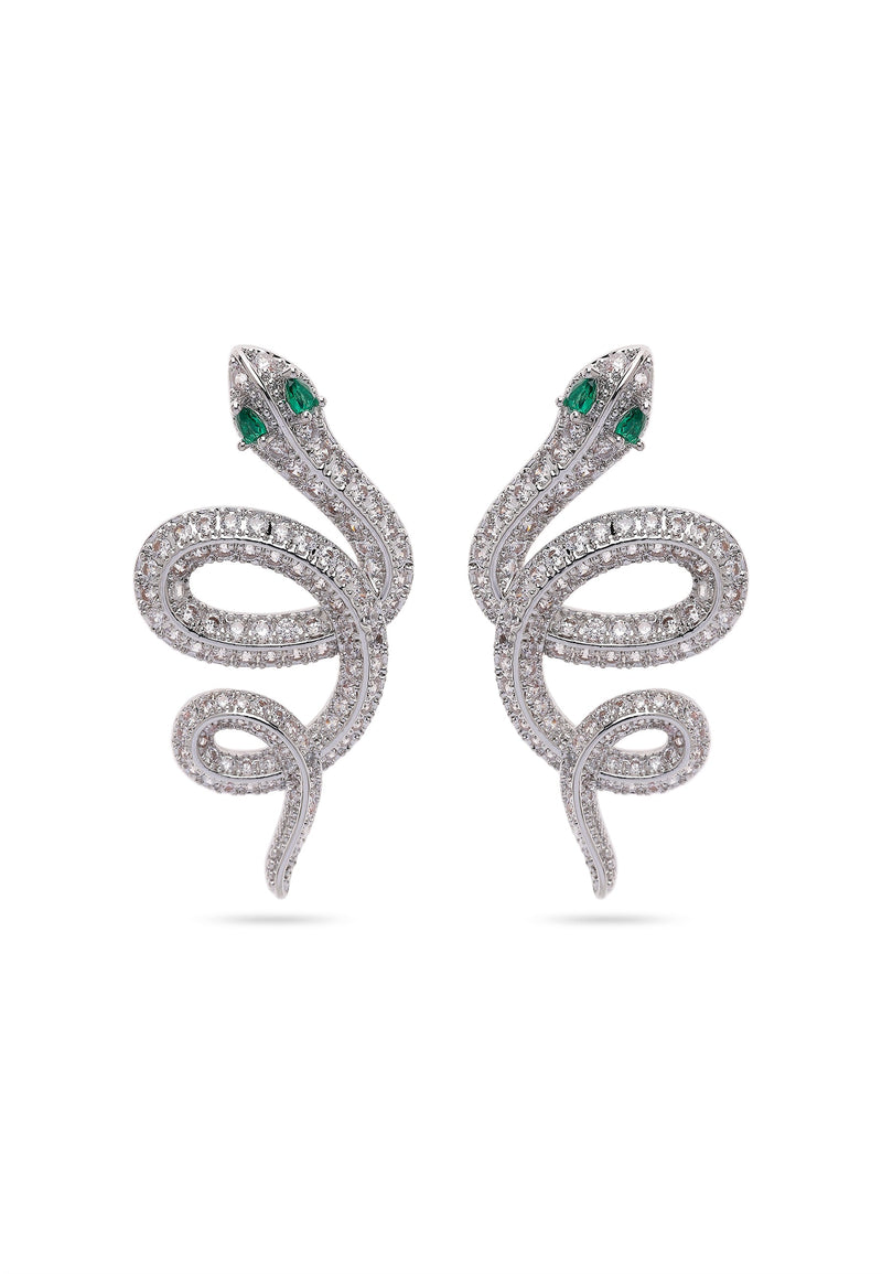 Silver colored Serpent Earrings