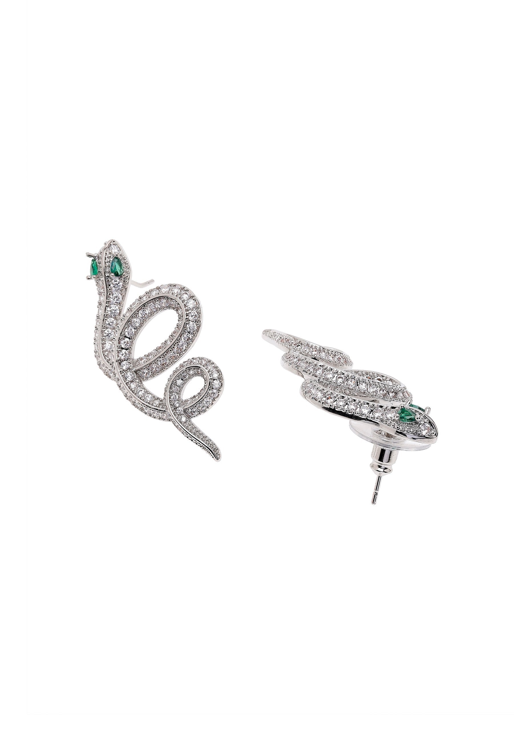Silver colored Serpent Earrings