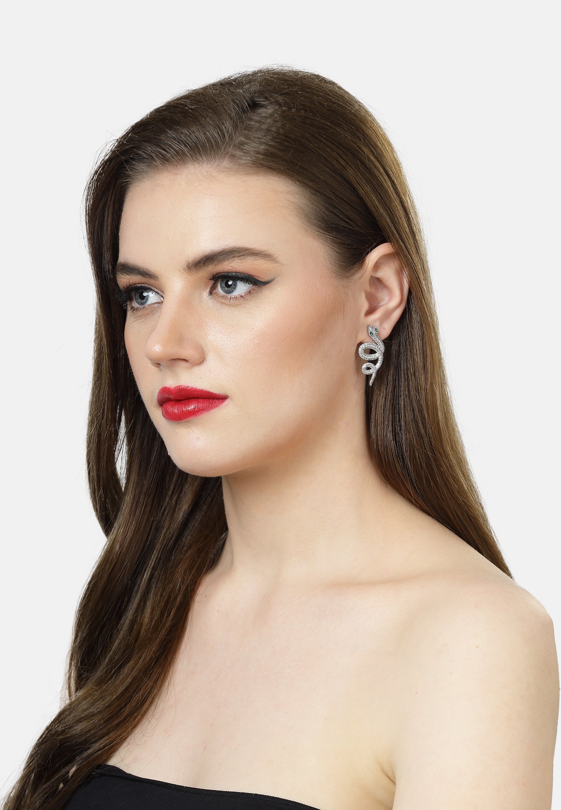 Silver colored Serpent Earrings