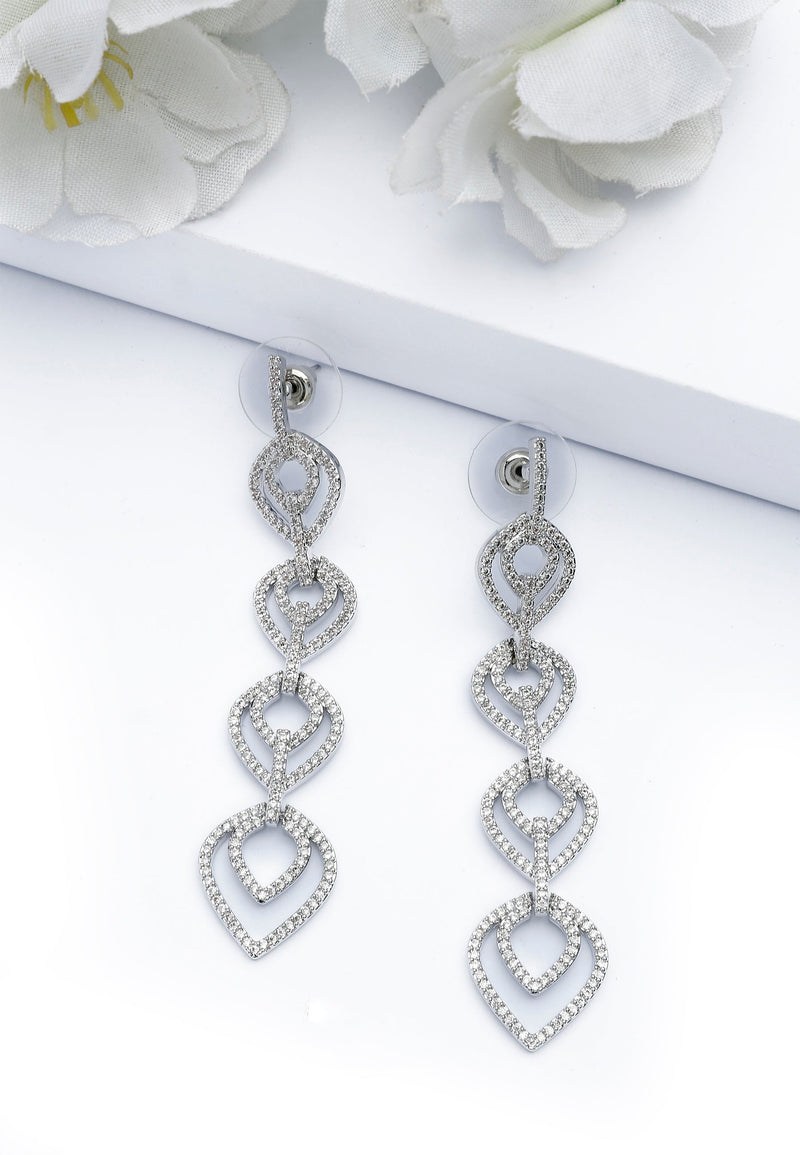 Silver Colored Teardrop Dangle Earrings