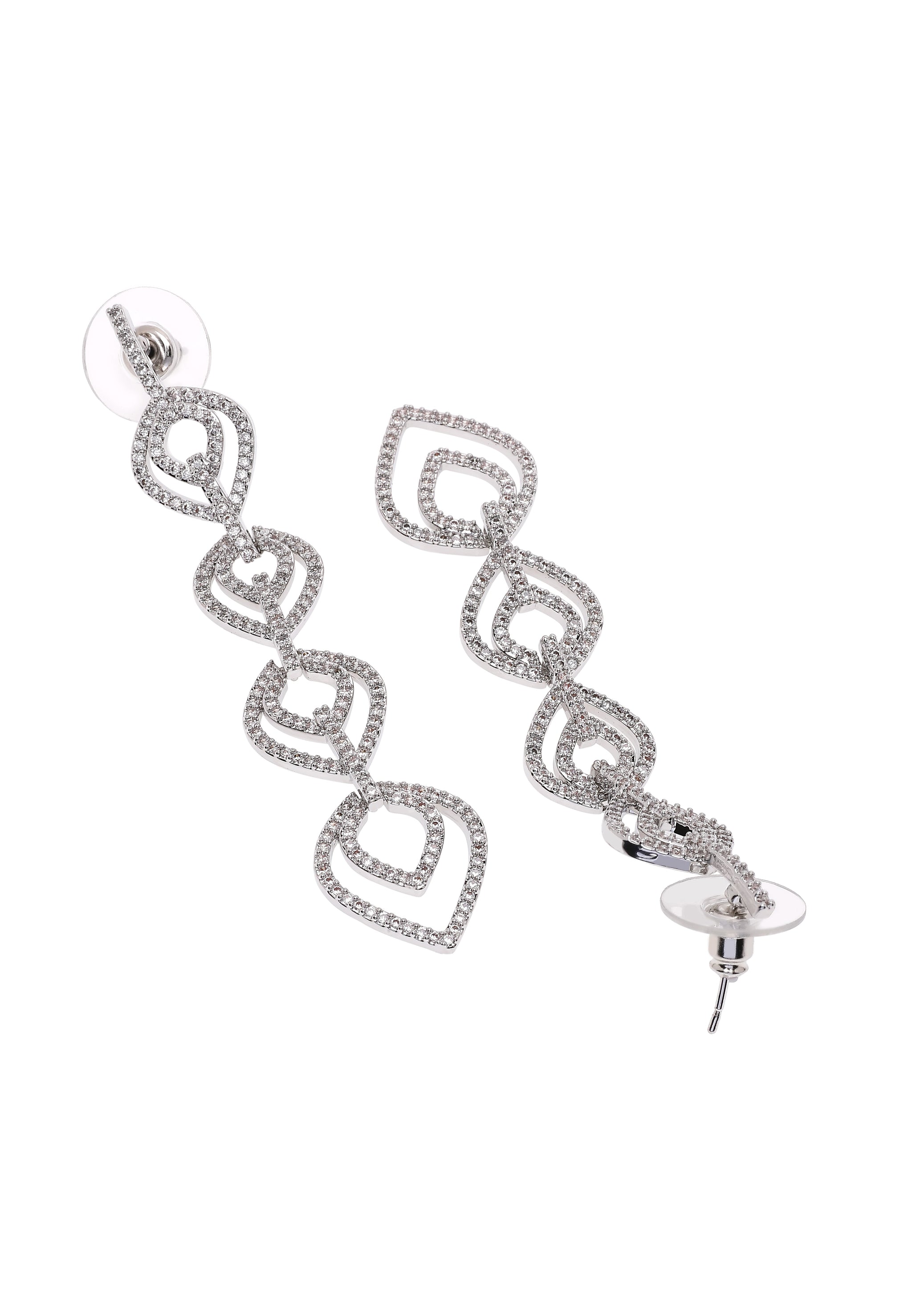 Silver Colored Teardrop Dangle Earrings