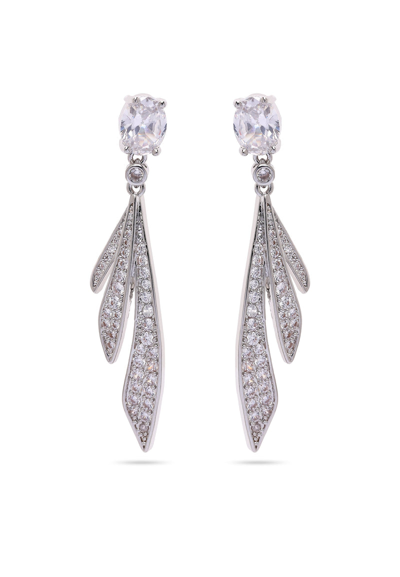 Silver colored Feather Drop Earrings