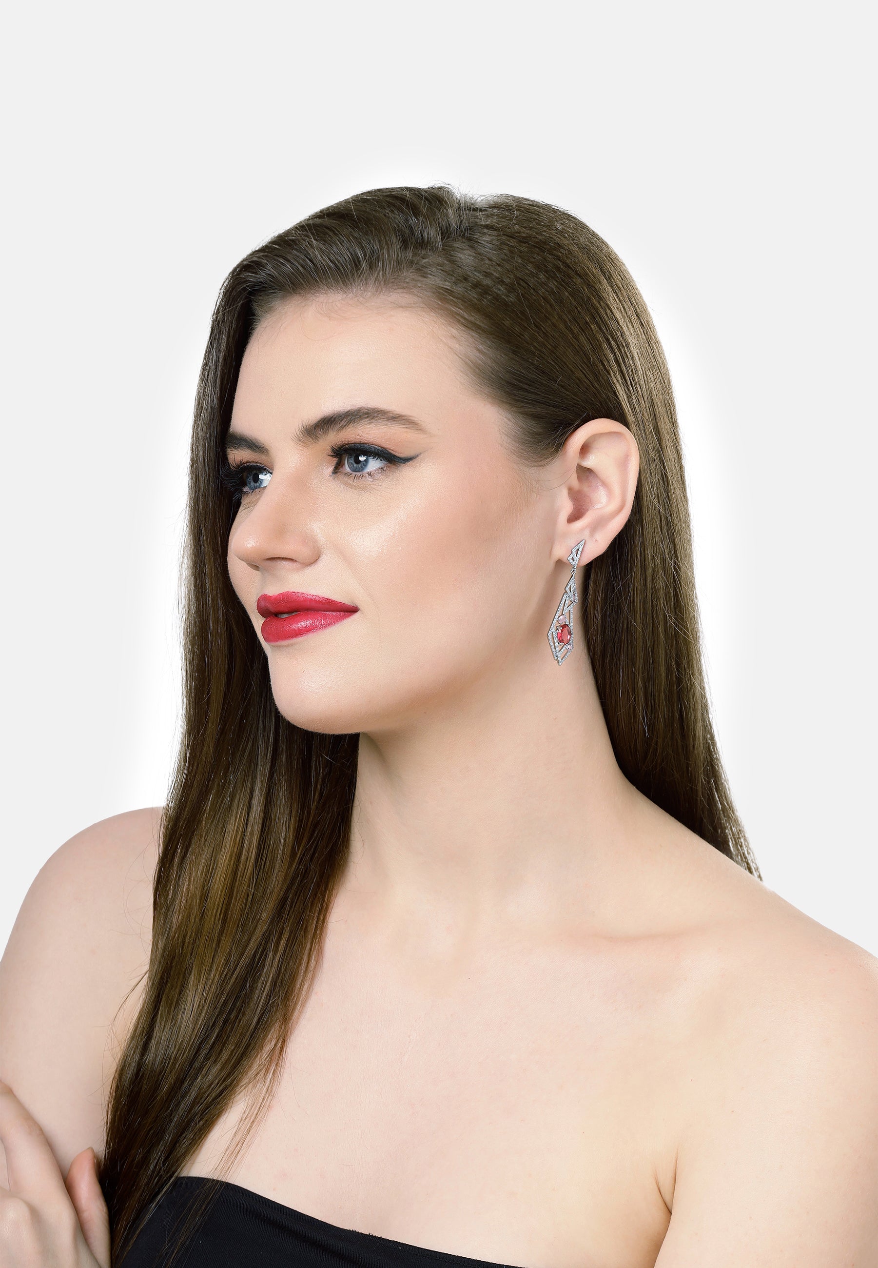 Glittering Hollow Geometric Dangle Earrings