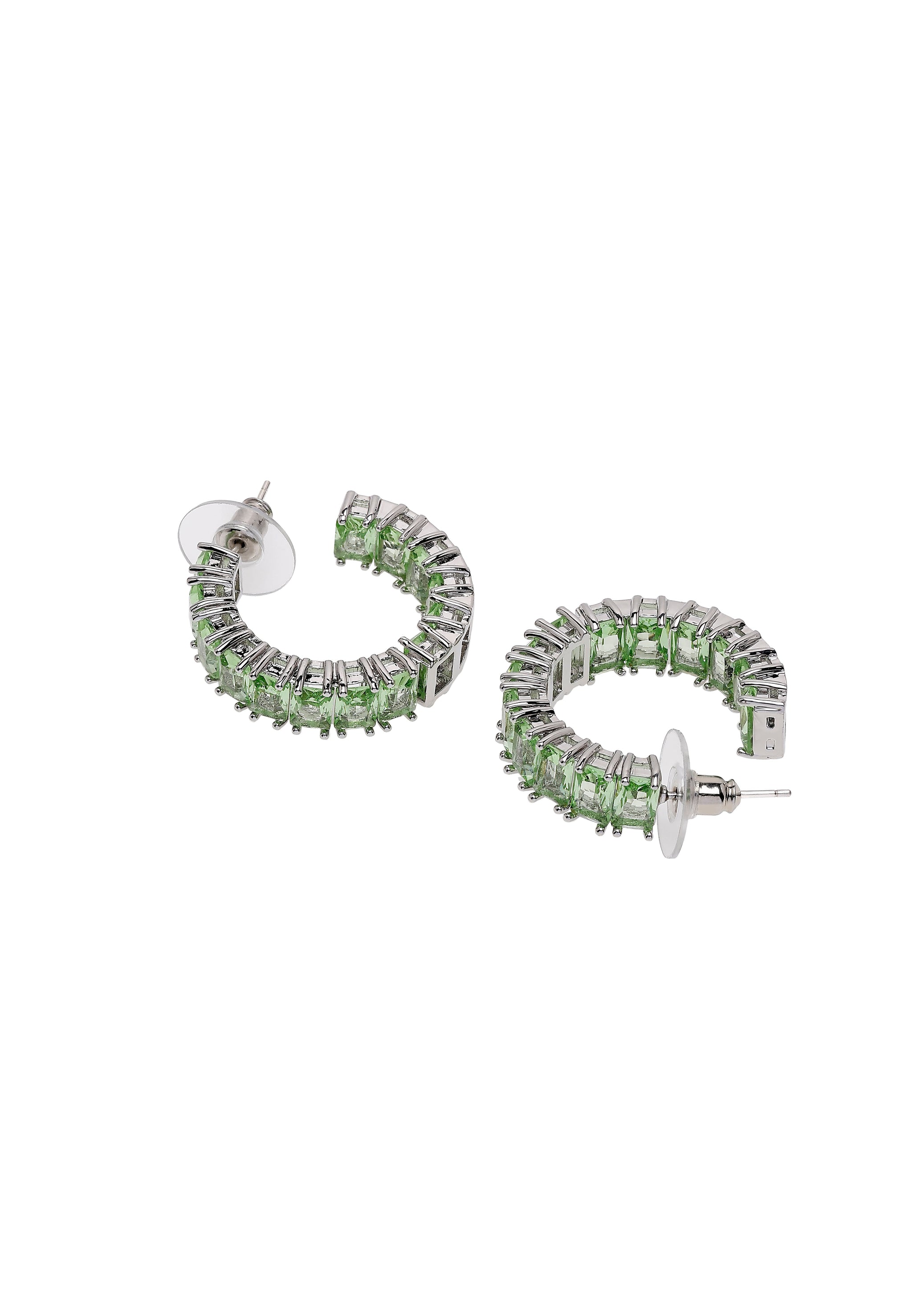 Light Green C-shaped Dainty Hoops