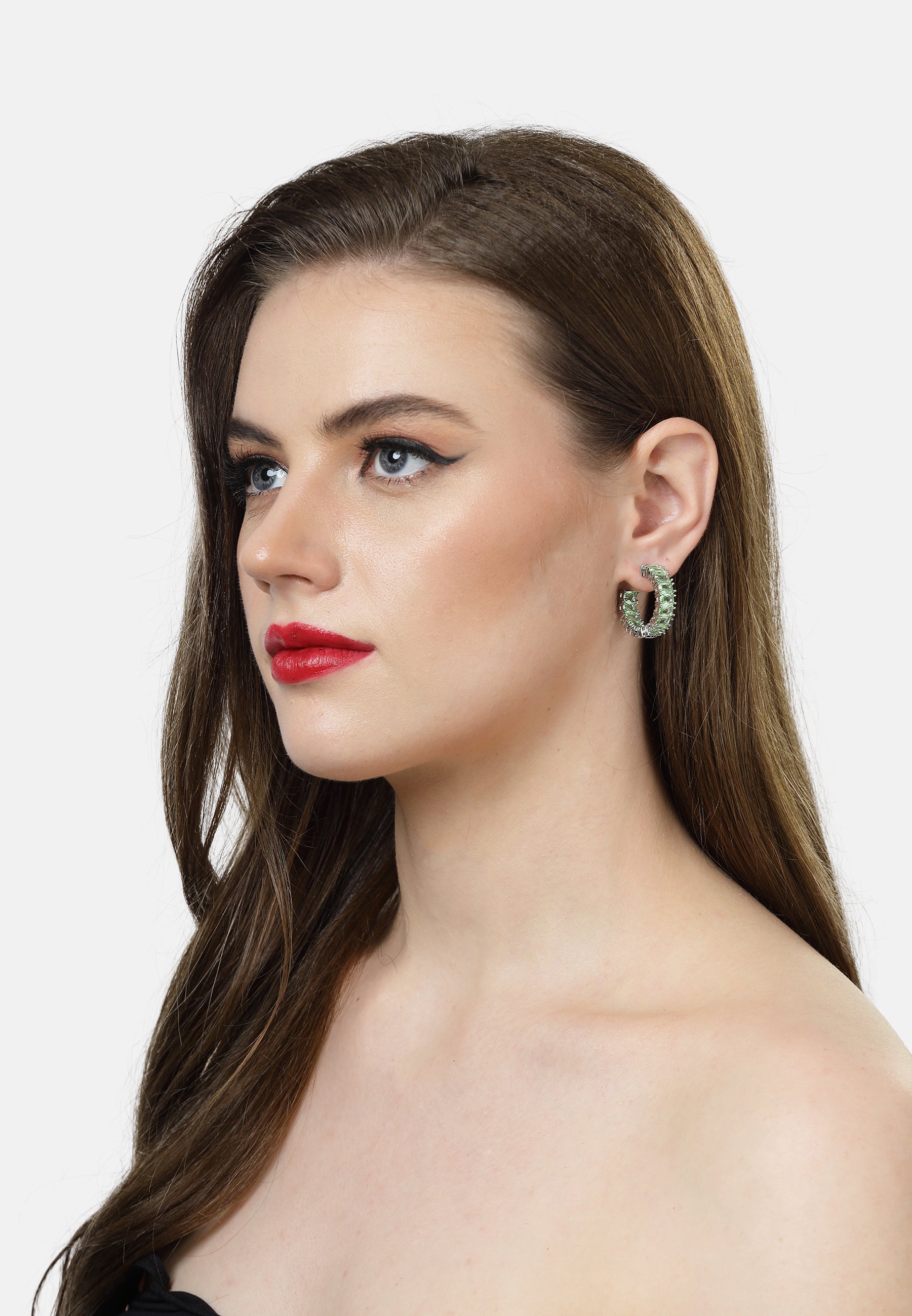 Light Green C-shaped Dainty Hoops