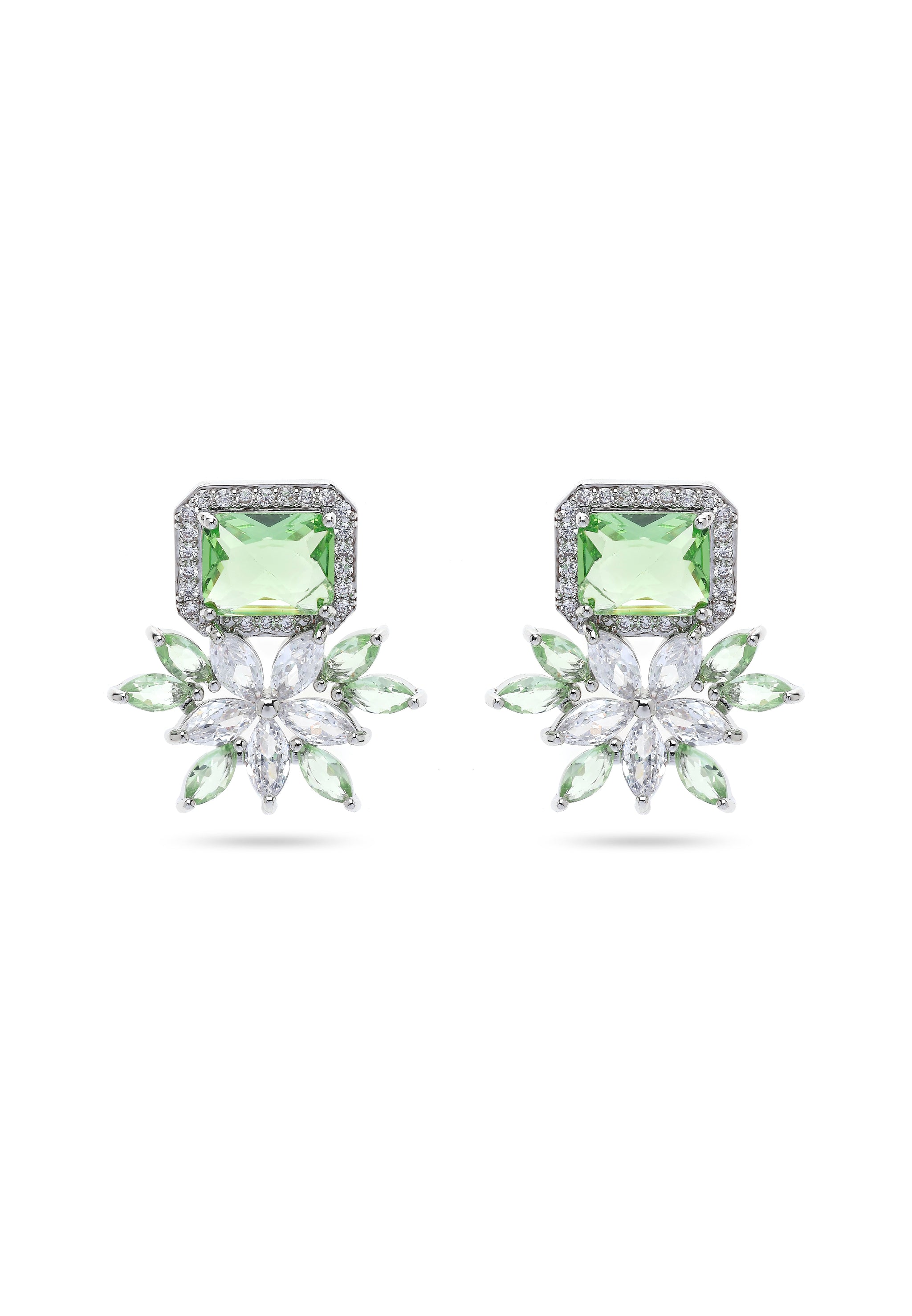 Dainty Light Green Floral Stud Earrings
